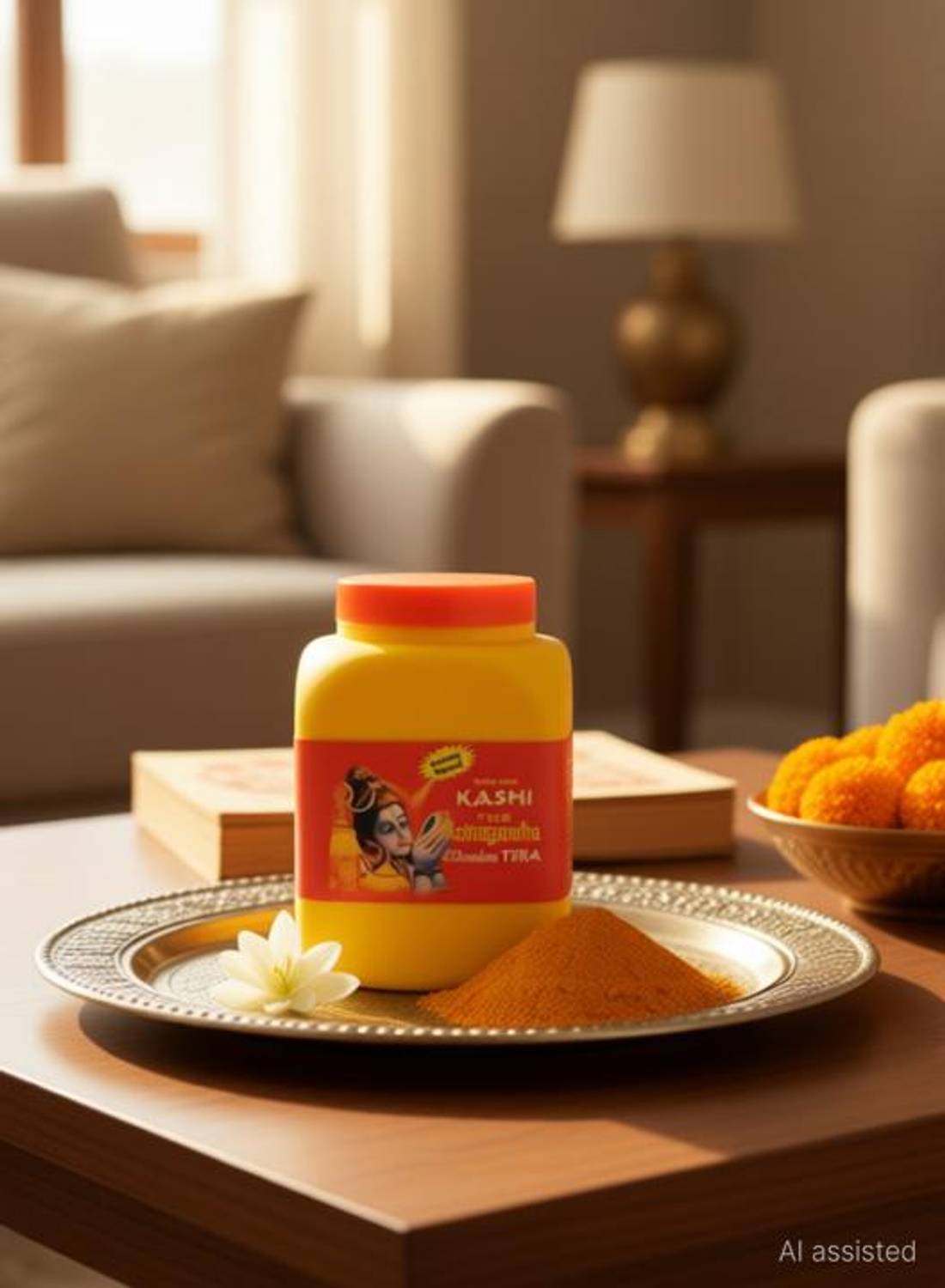 buyeasy Kashi ashtagandha Chandan Powder Tulsi Kesar Chandan Yellow Tika Tilak Puja