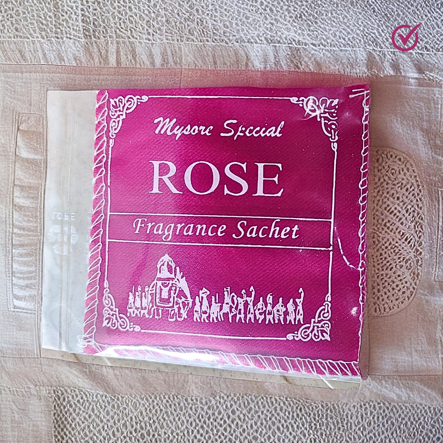 Image of Special Mysore Rose Potpourri Fragrance Sachets (6 Pack) | Natural Mysore Rose Wardrobe (Cupboard) Fresheners for Clothes, Closet, Drawers, Sarees & Laundry Storage (6 x 1 Units)