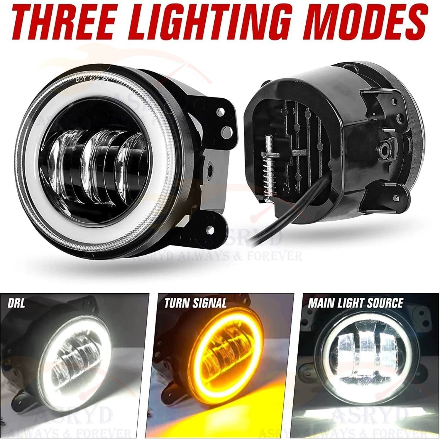 Image of ASRYD LED Fog Light for Maruti Suzuki, Honda, Toyota, Tata, Renault, Mahindra, Universal For Car Swift, Swift Dzire, Ritz, Baleno, WagonR, S-Cross, Ciaz, Celerio, Kwid, Ertiga