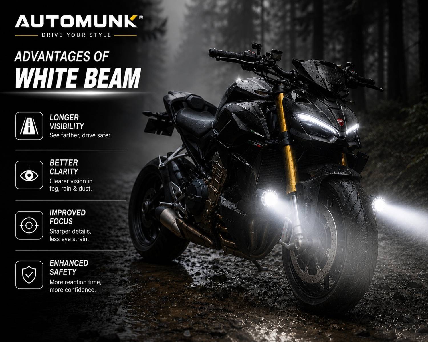 automunk LED Fog Light for Universal Bike - Image 2