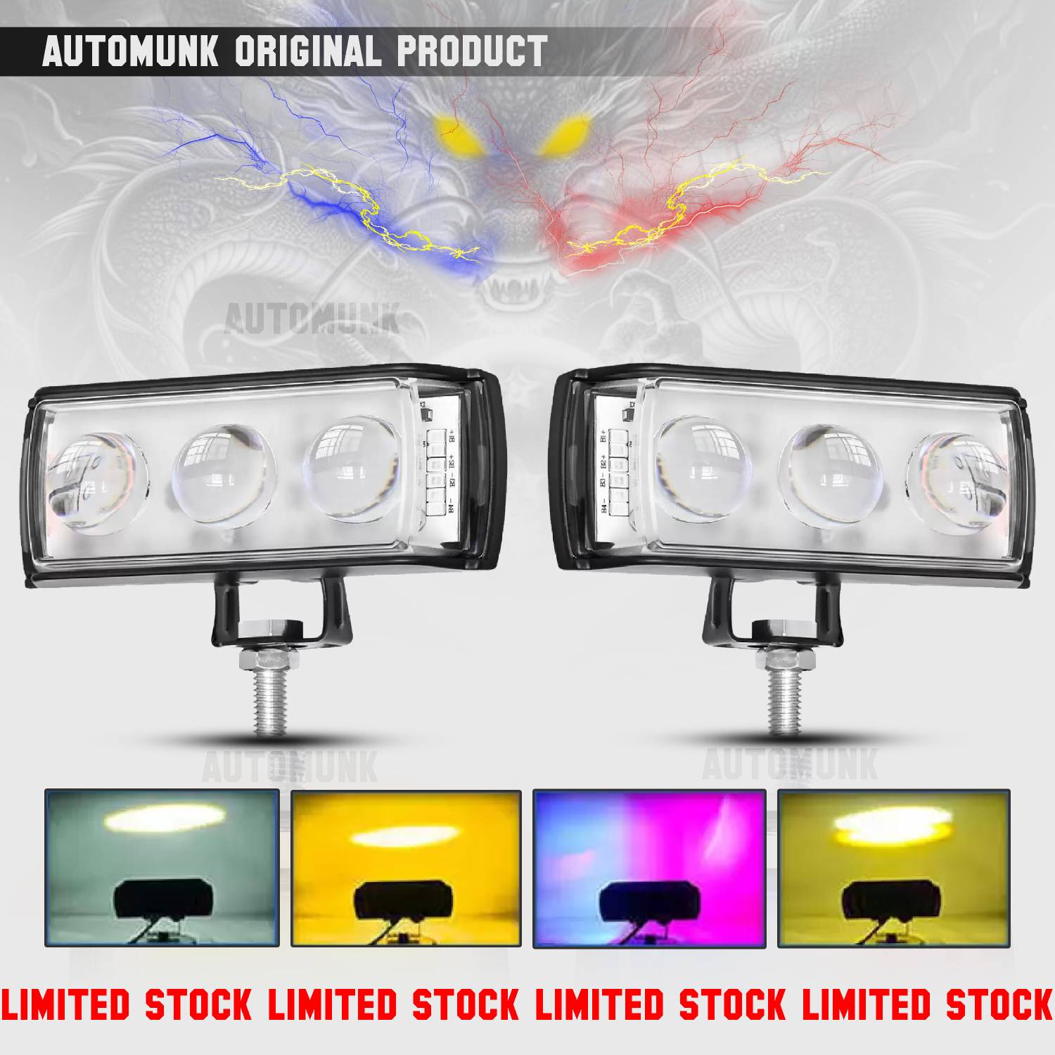 automunk LED Headlight for Universal For Bike, Universal For Car