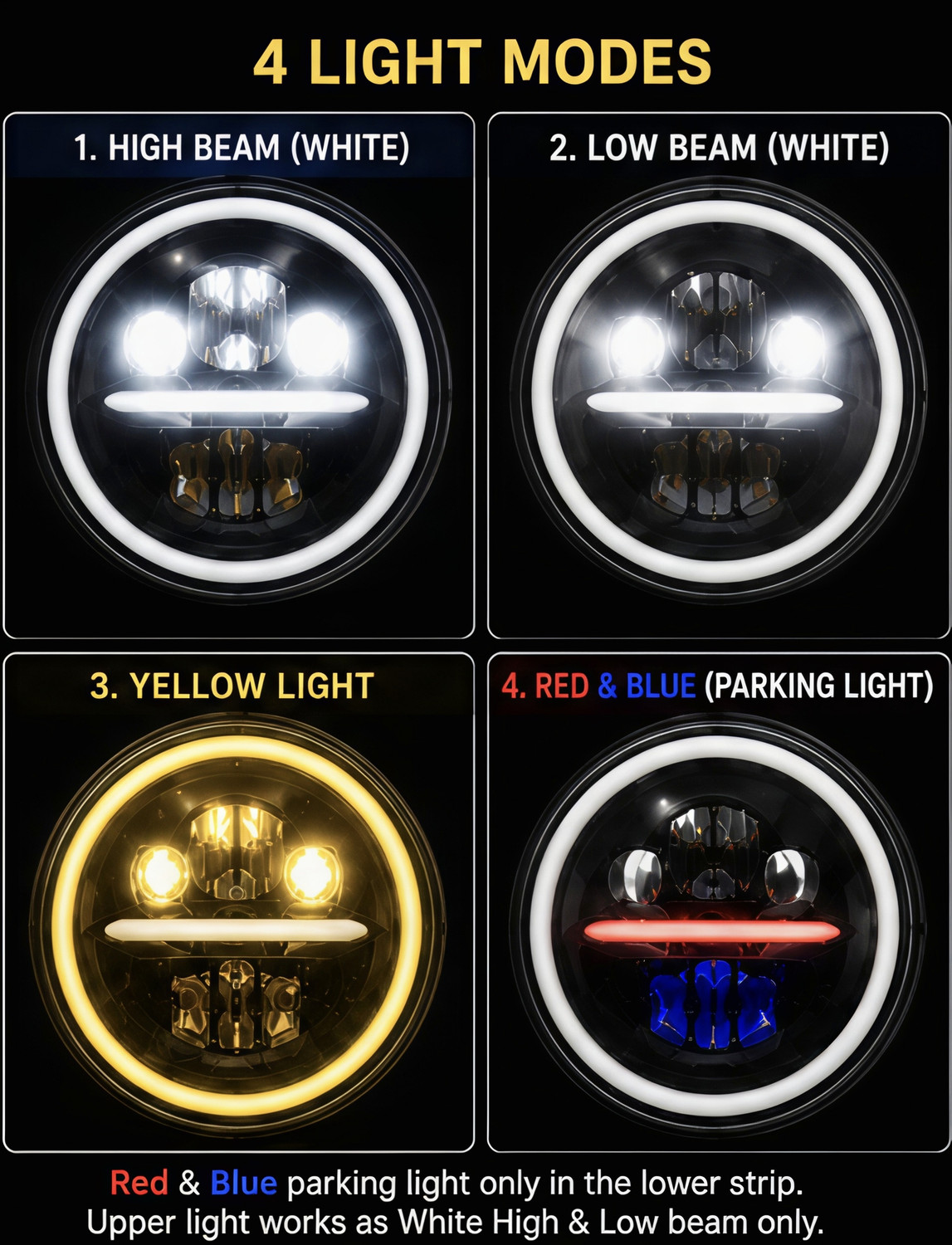 Image of LIONEX LED Headlight for Royal Enfield, Mahindra Bullet 350, Thar, Classic 350, Bullet Electra