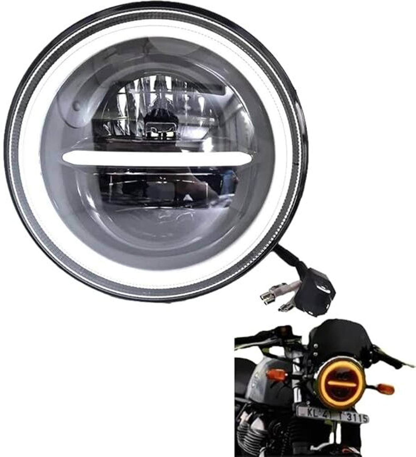 greygator LED Headlight for Royal Enfield Bullet 350 - Image 1