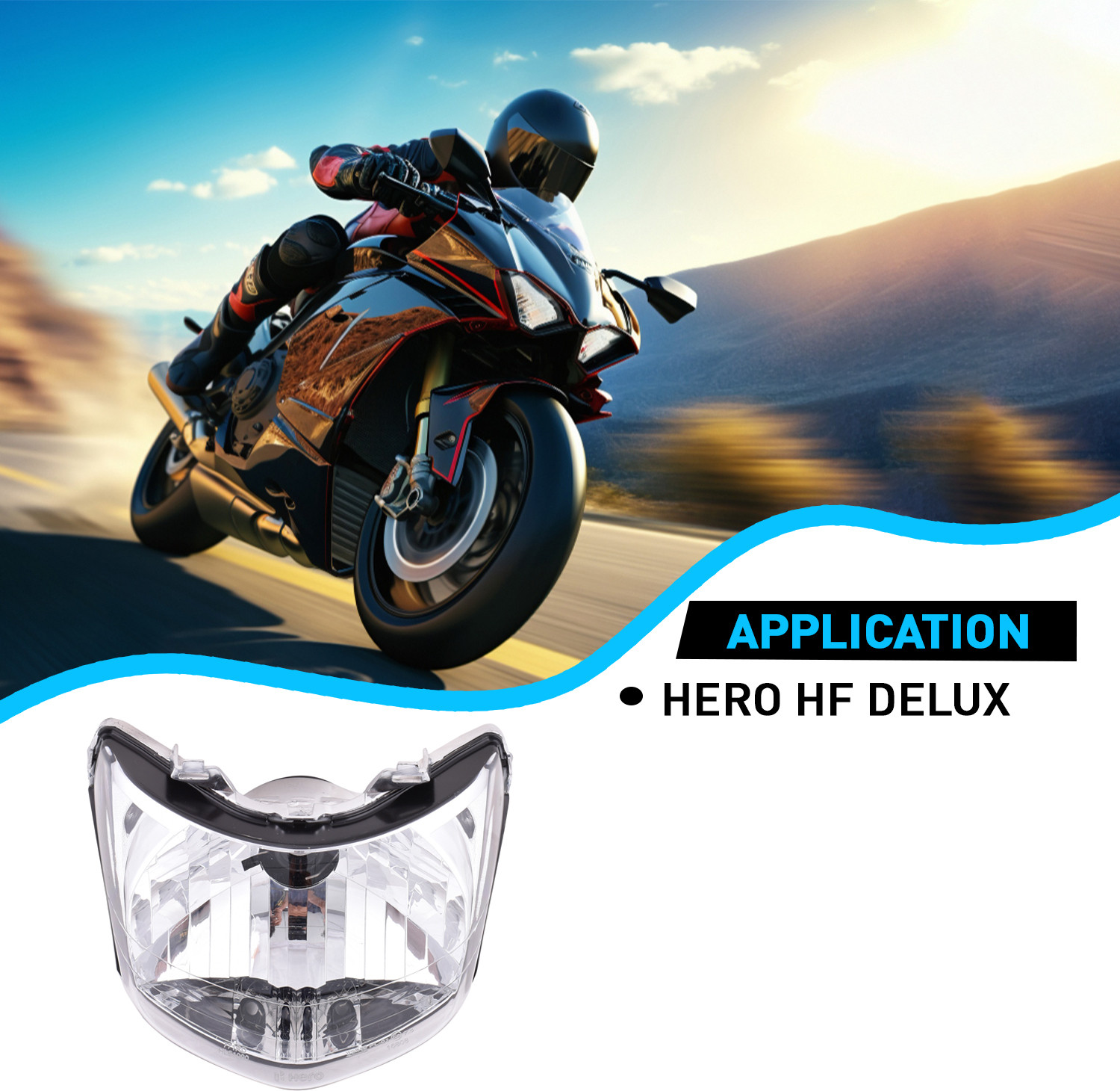 Image of UNO MINDA Halogen Headlight for Hero HF-Deluxe