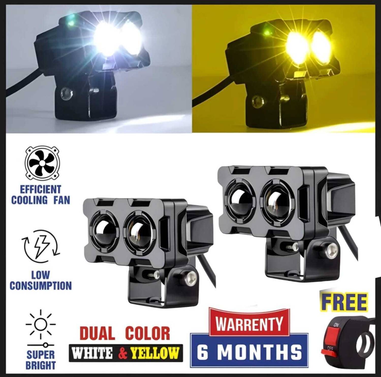 ARZER LED Fog Lamp Unit for Bajaj, Hero, Honda, KTM, Royal Enfield, TVS UVA