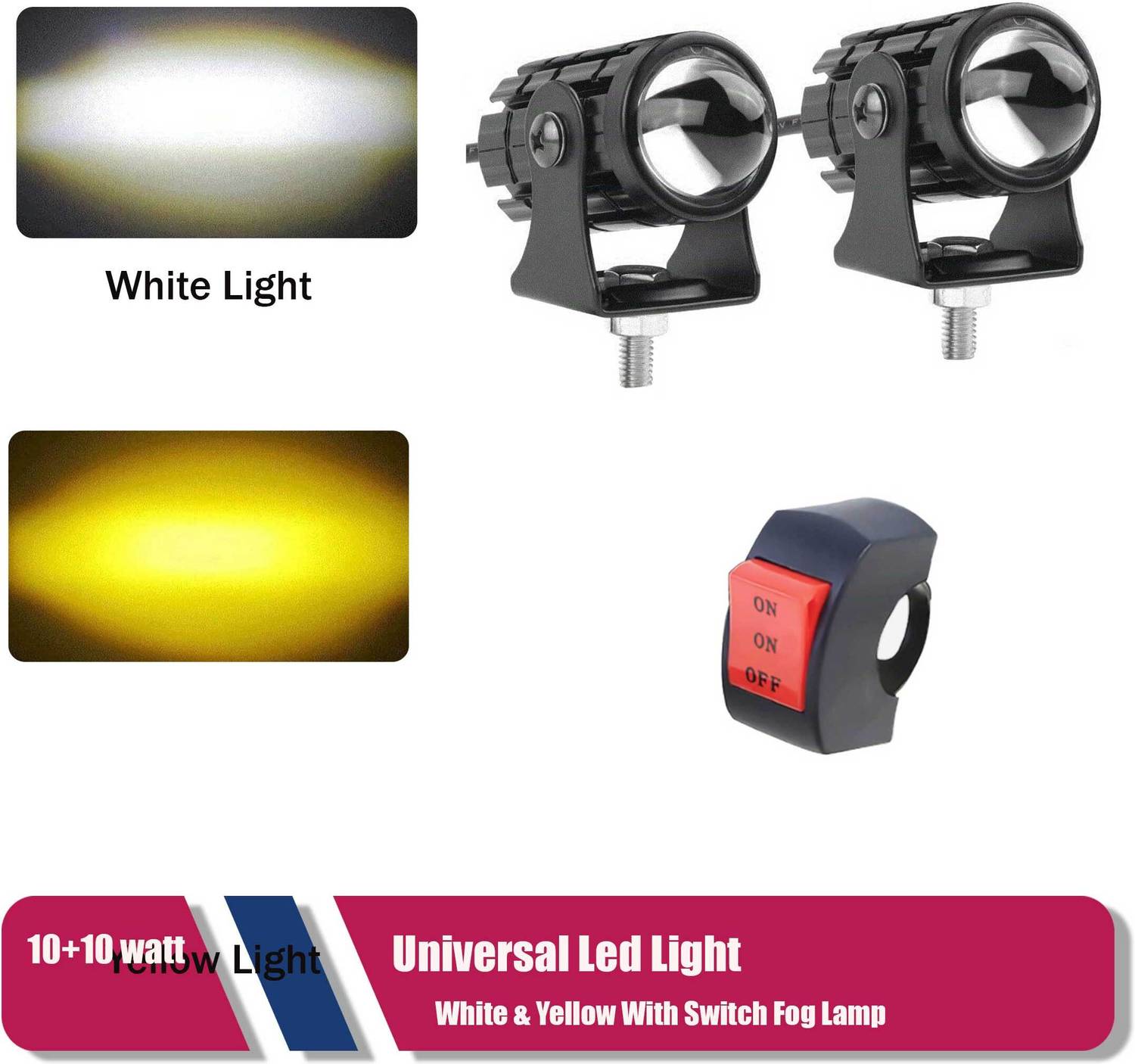 Allowing LED Fog Light for Bajaj, Harley Davidson, Hero, Honda, Suzuki, TVS, Royal Enfield, KTM, Universal For Bike Universal For Bike