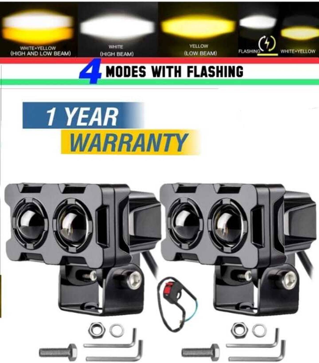 ARZER LED Fog Light for Hero, Honda, KTM, Indian, Royal Enfield, TVS UVA