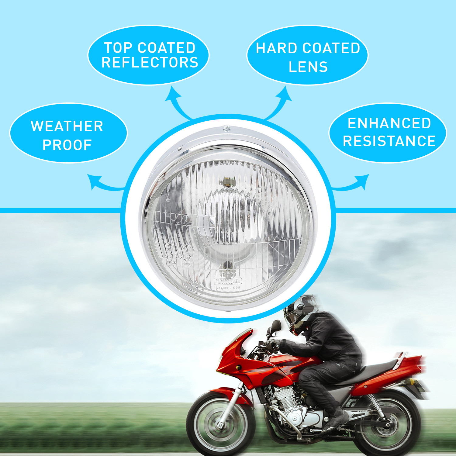 Image of UNO MINDA Halogen Headlight for Royal Enfield Bullet 350