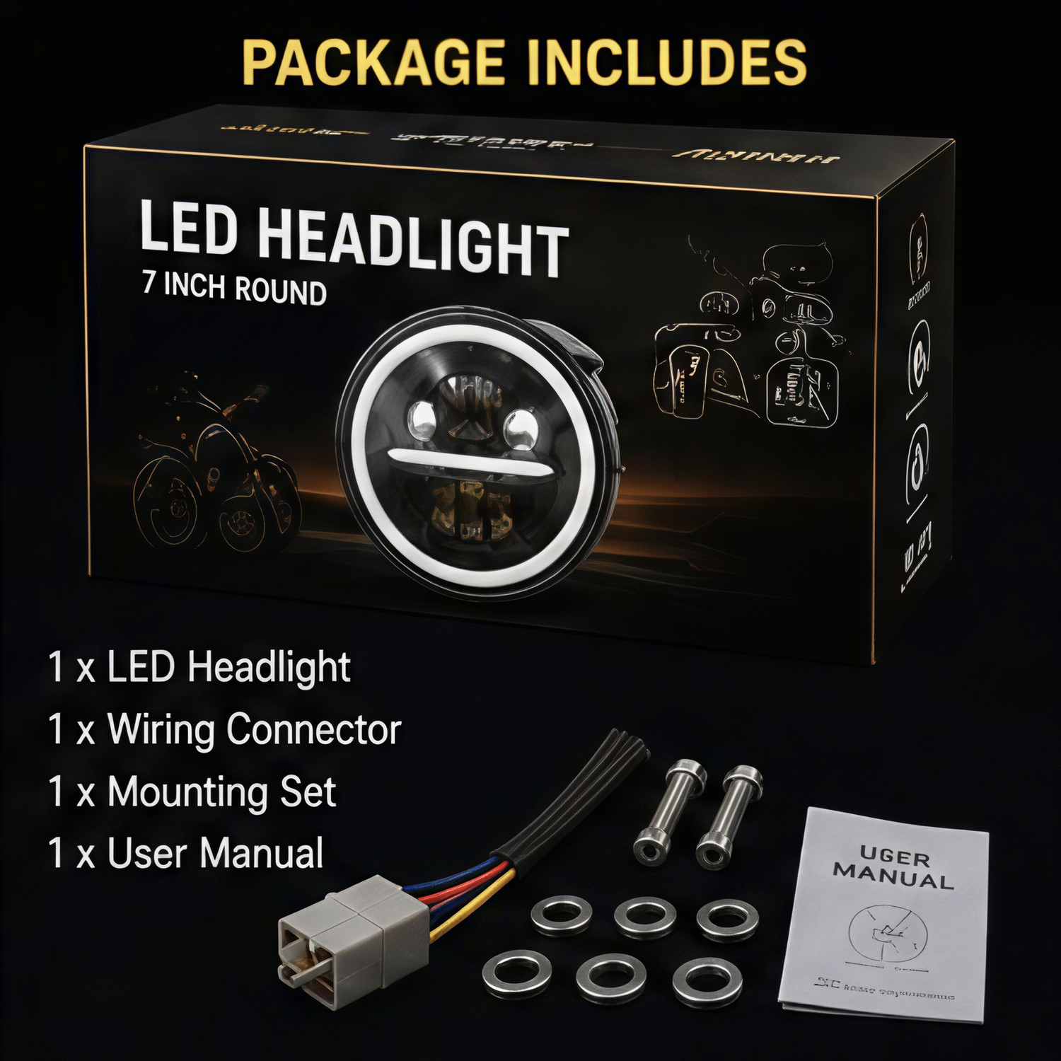 Image of LIONEX LED Headlight for Royal Enfield, Mahindra Bullet 350, Thar, Classic 350, Bullet Electra