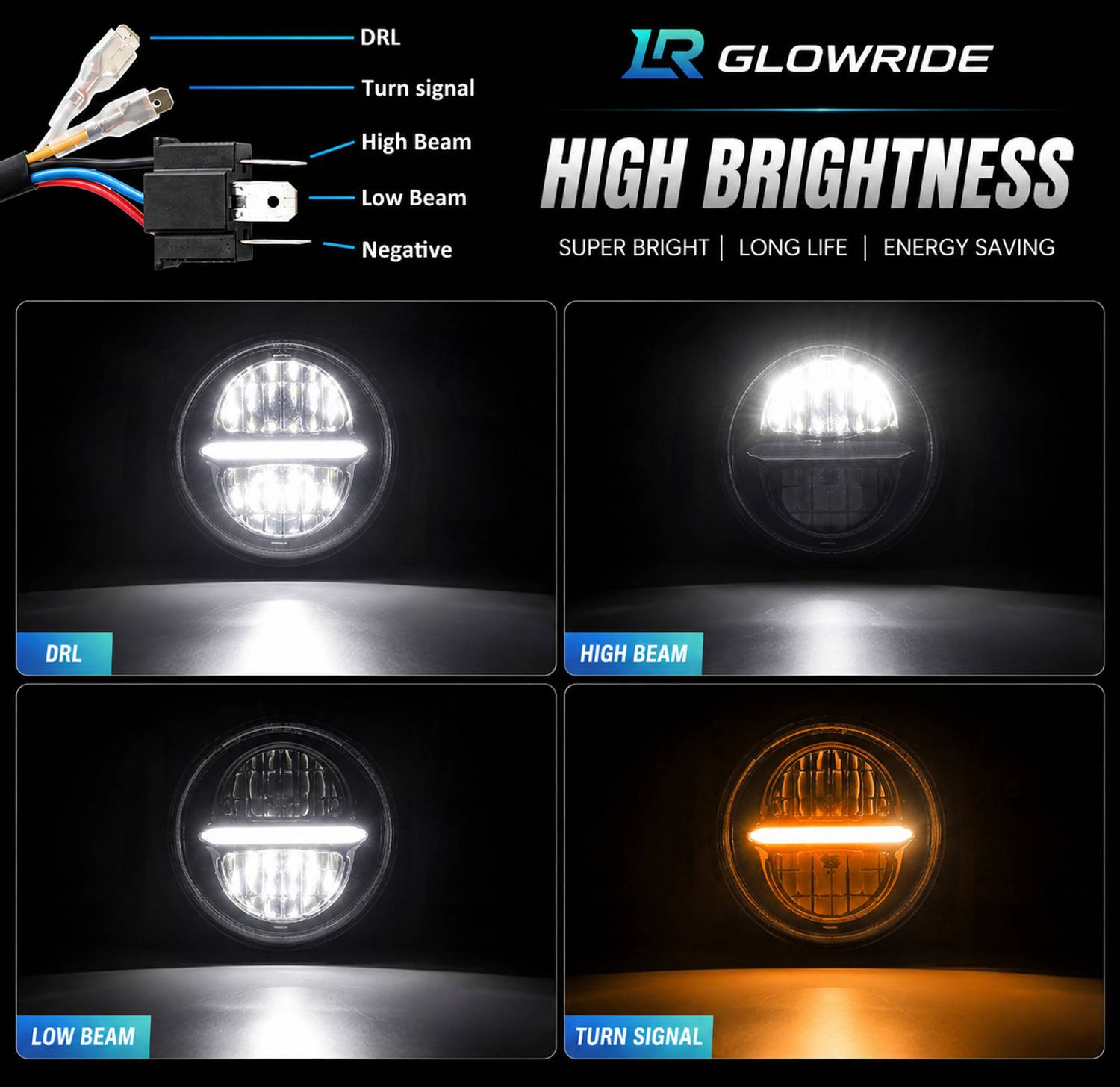 LRGLOWRIDE LED Headlight for Mahindra, Royal Enfield, Jeep - Image 2