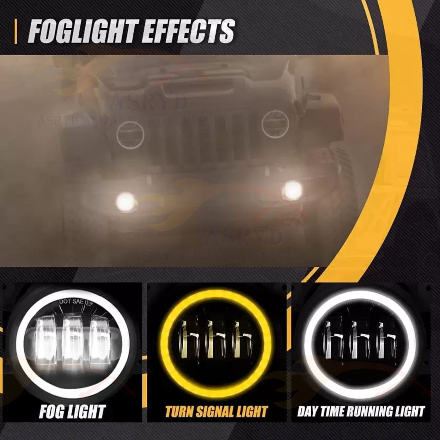 Image of ASRYD LED Fog Light for Maruti Suzuki, Honda, Toyota, Tata, Renault, Mahindra, Universal For Car Swift, Swift Dzire, Ritz, Baleno, WagonR, S-Cross, Ciaz, Celerio, Kwid, Ertiga