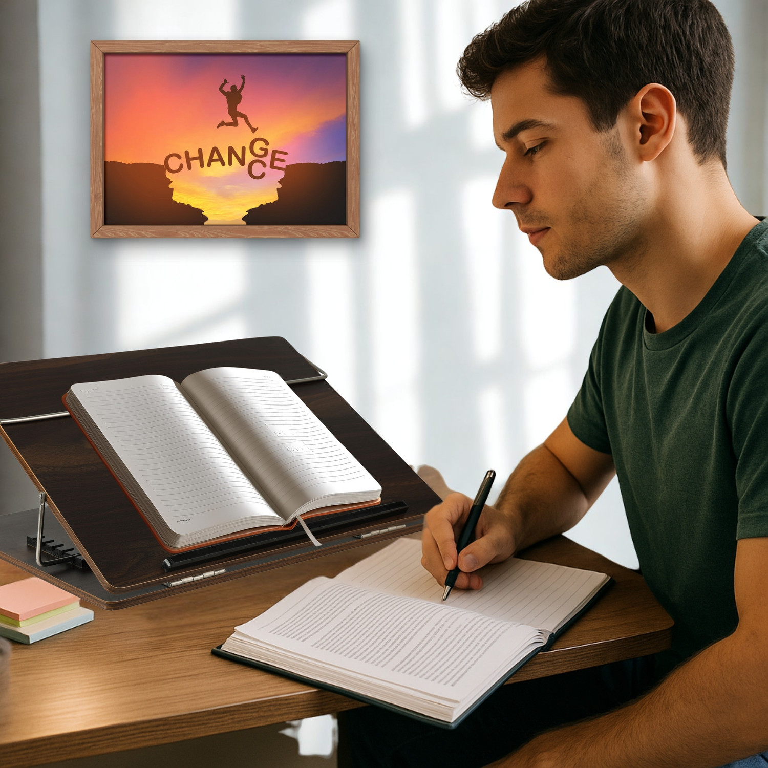 Image of Goodwill Tech 15x21 Walnut Dark Wooden Table Top | Adjustable Desk Stand for Study & Office Headlight Cleaning Kit