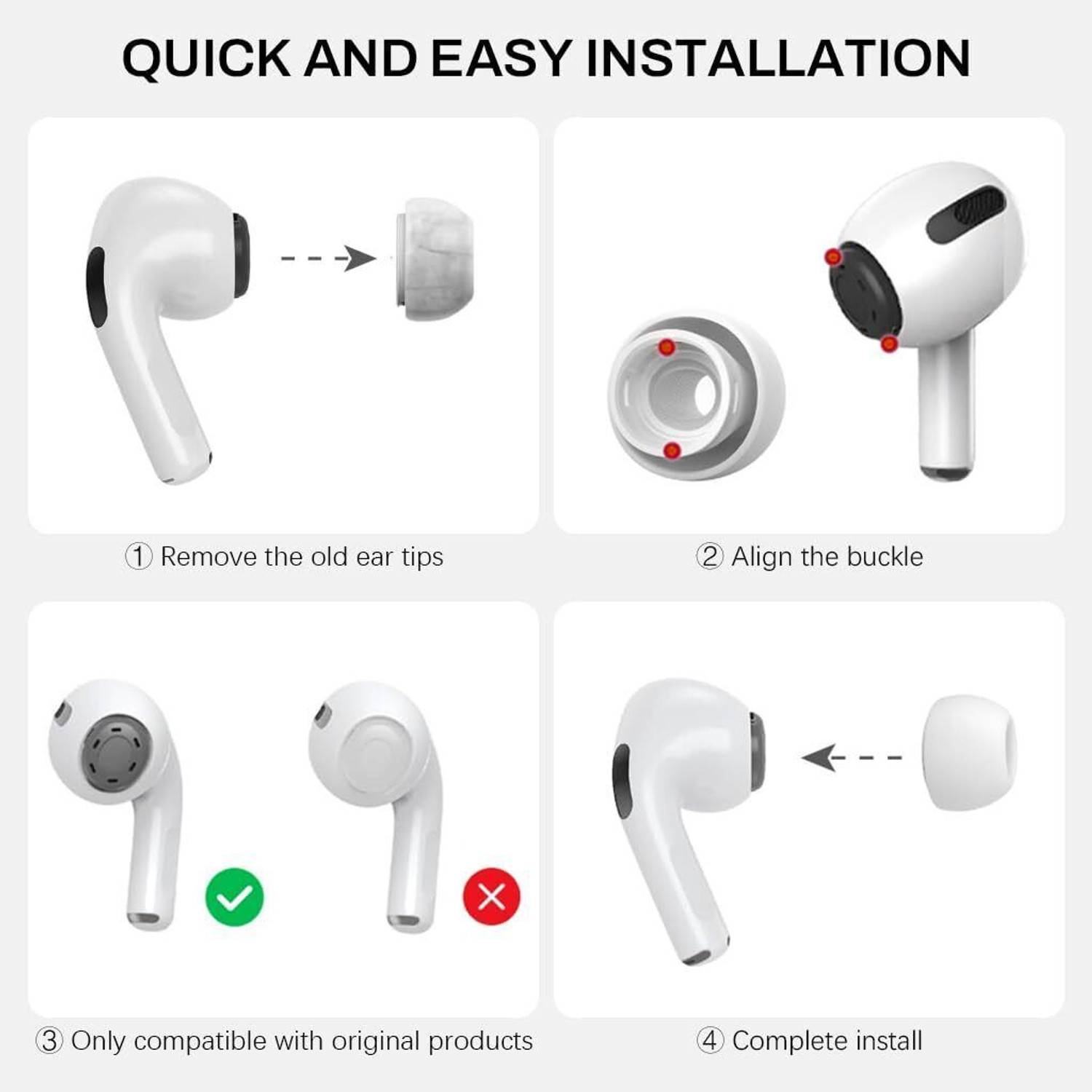 Image of Zomei Silicone Ear Tips Set for Air Pods Multiple Sizes In The Ear Headphone Cushion
