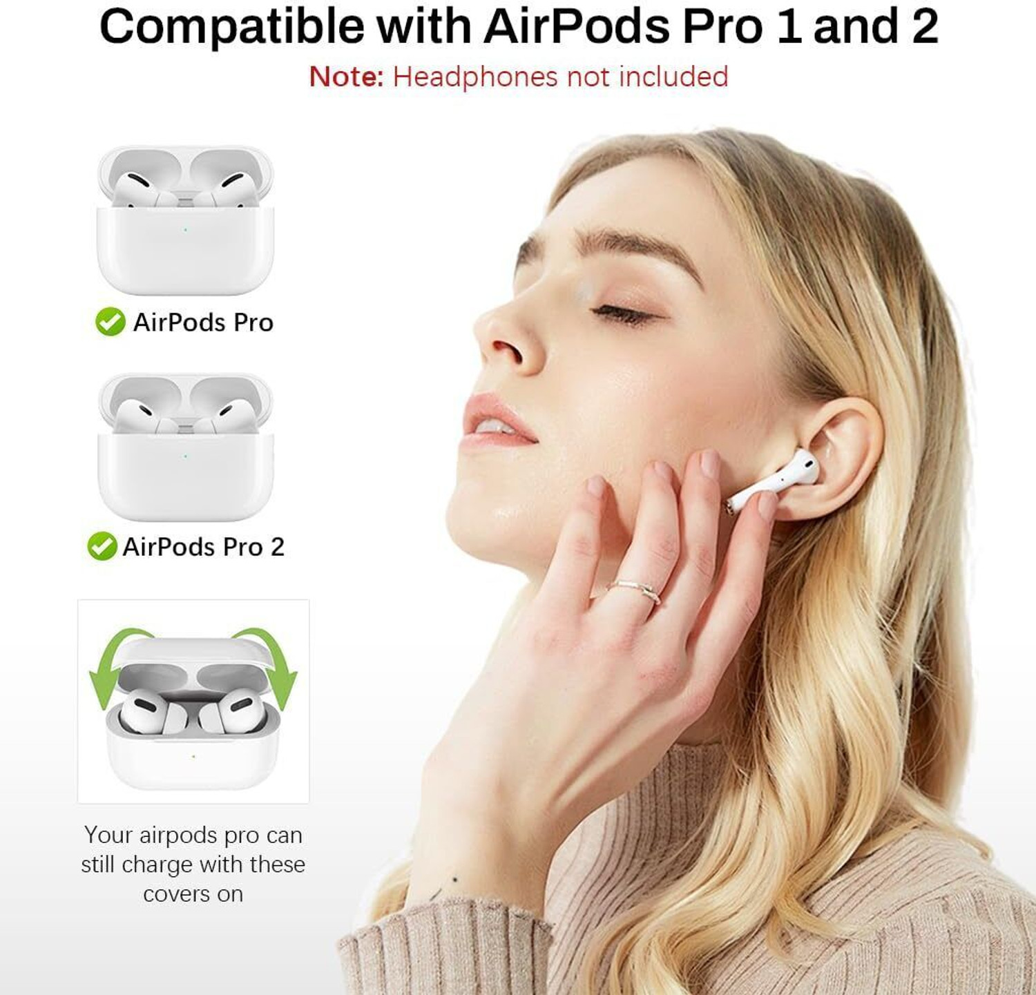 Image of Zomei Silicone Ear Tips Set for Air Pods Multiple Sizes In The Ear Headphone Cushion
