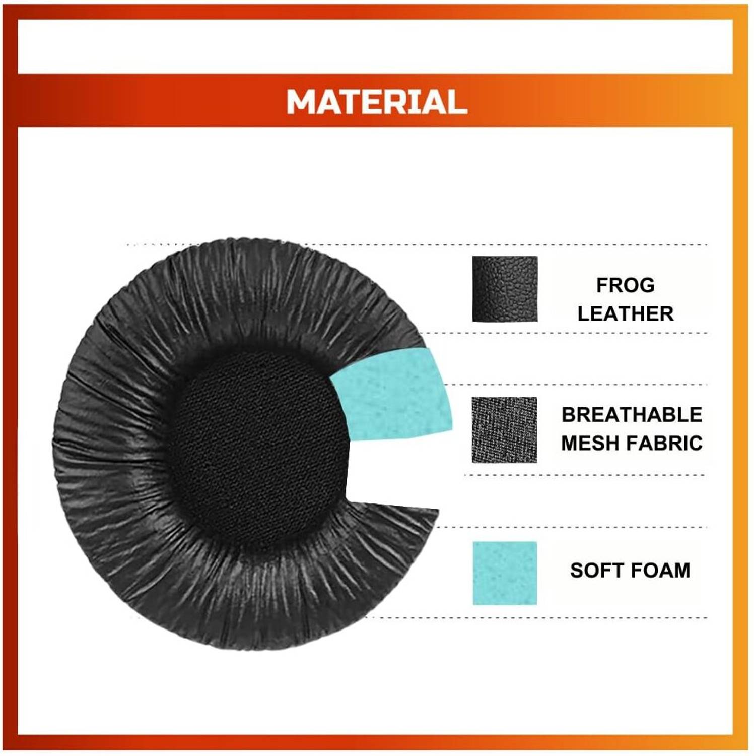 Crysendo 70mm Frog Leather Cushion for JBL Infinity Glide 500 - Image 4