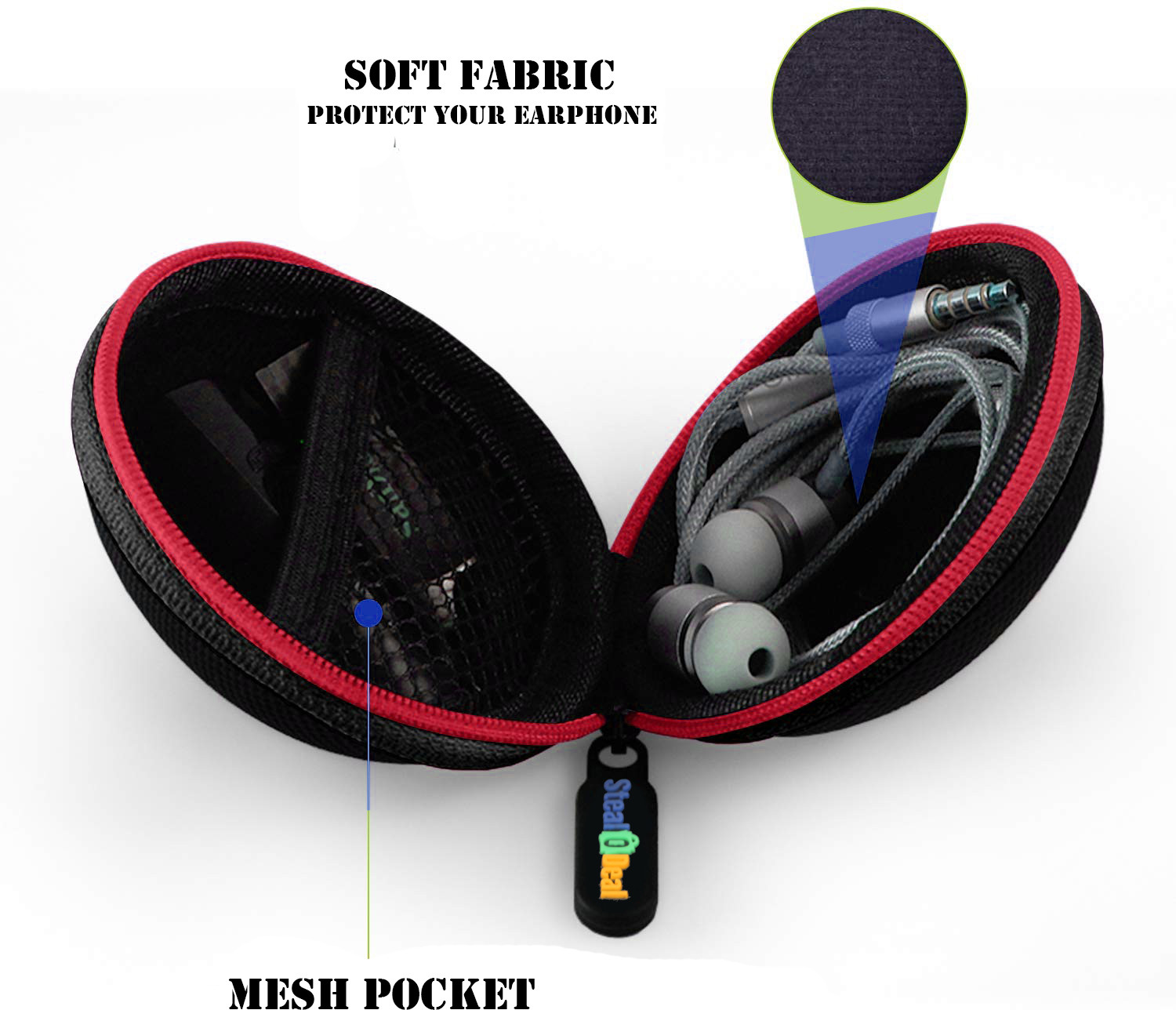 Image of StealODeal Leather Zipper Headphone Case For Universal