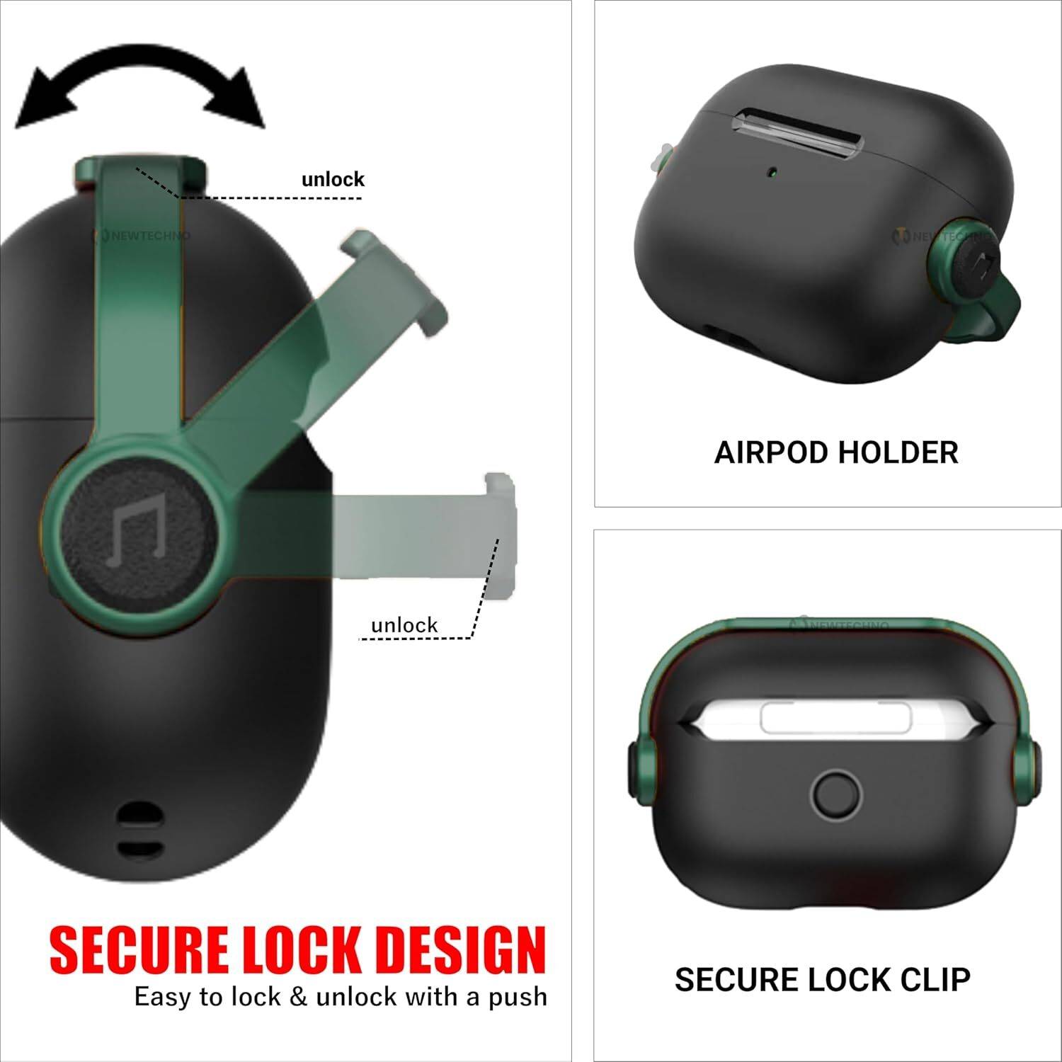 newtechno Polypropylene Latch Earbuds Pouch For Airpods Pro 2nd Gen - Image 4