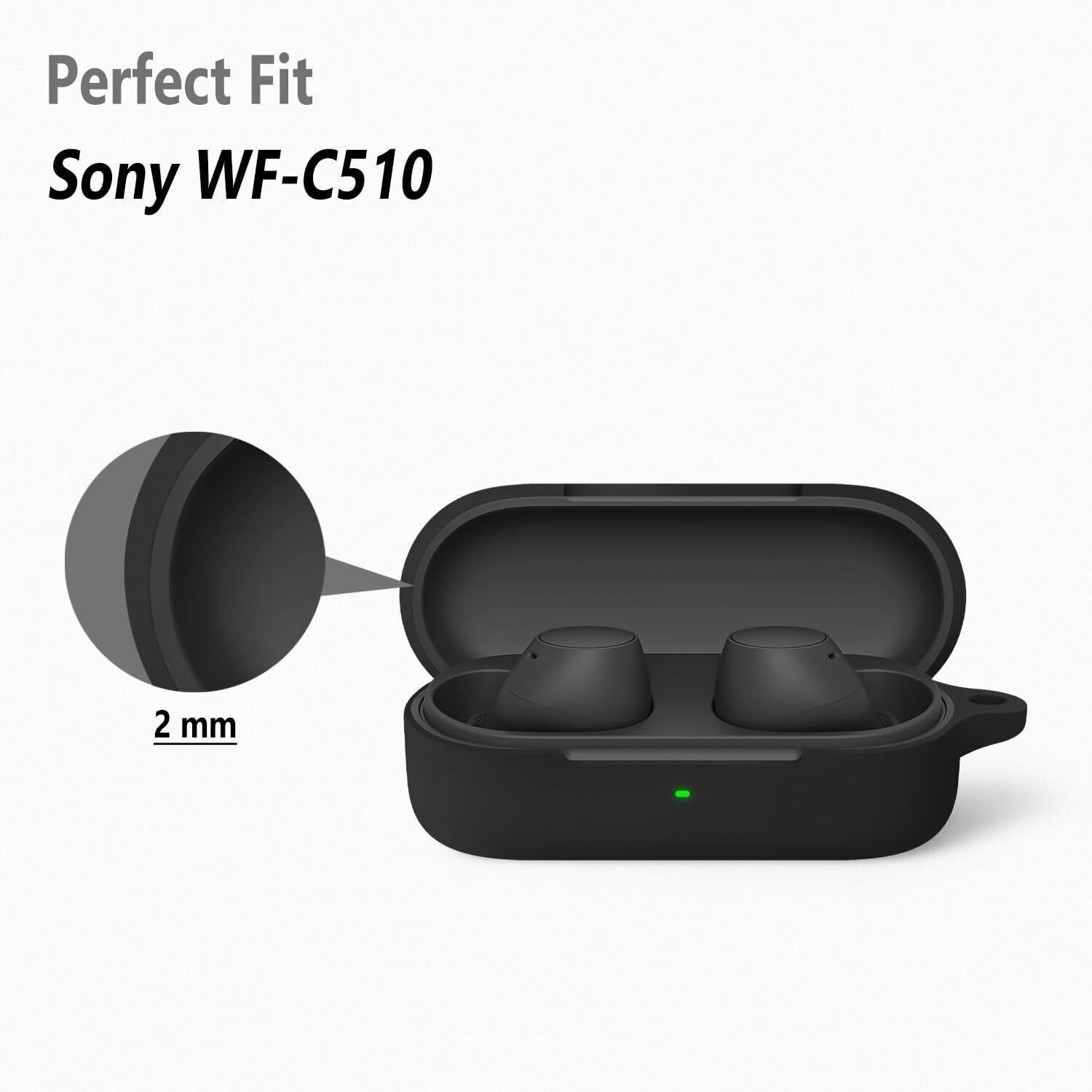 Image of WELFO Silicone Press and Release Earbuds Case For Sony Wf-C510 (Case Cover for Sonyy Wf-C510 Black)