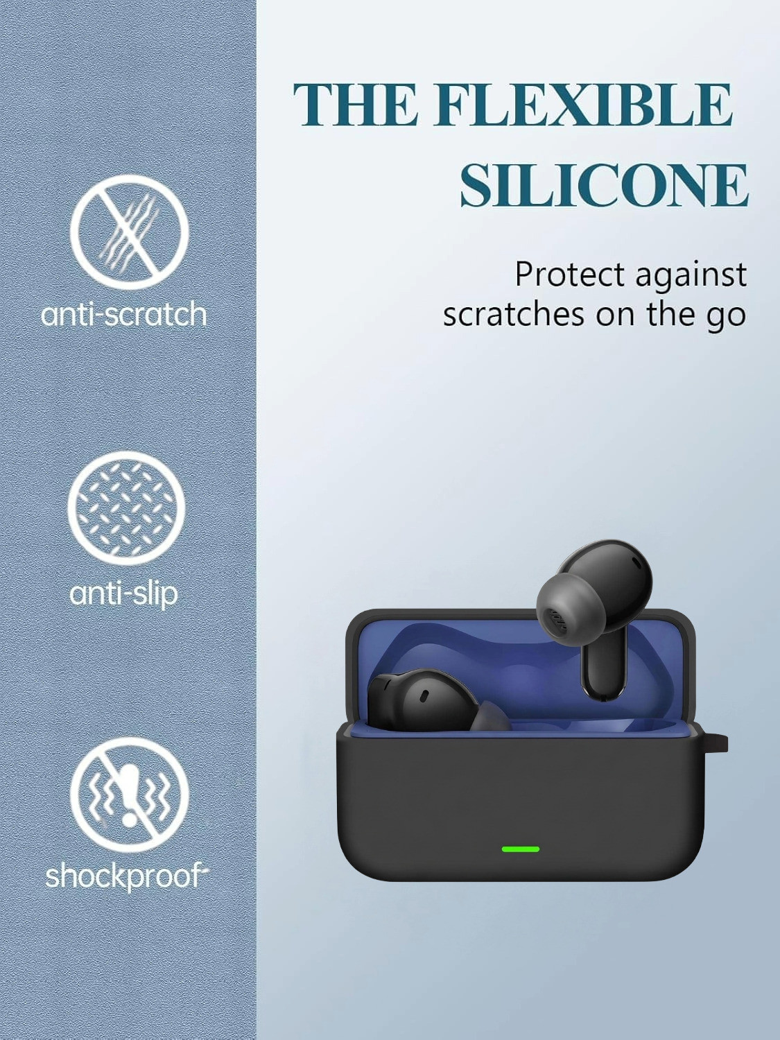 Image of REIOX Silicone Velcro Earbuds Case For Realme Buds T500 Pro Soft Silicone Case Cover