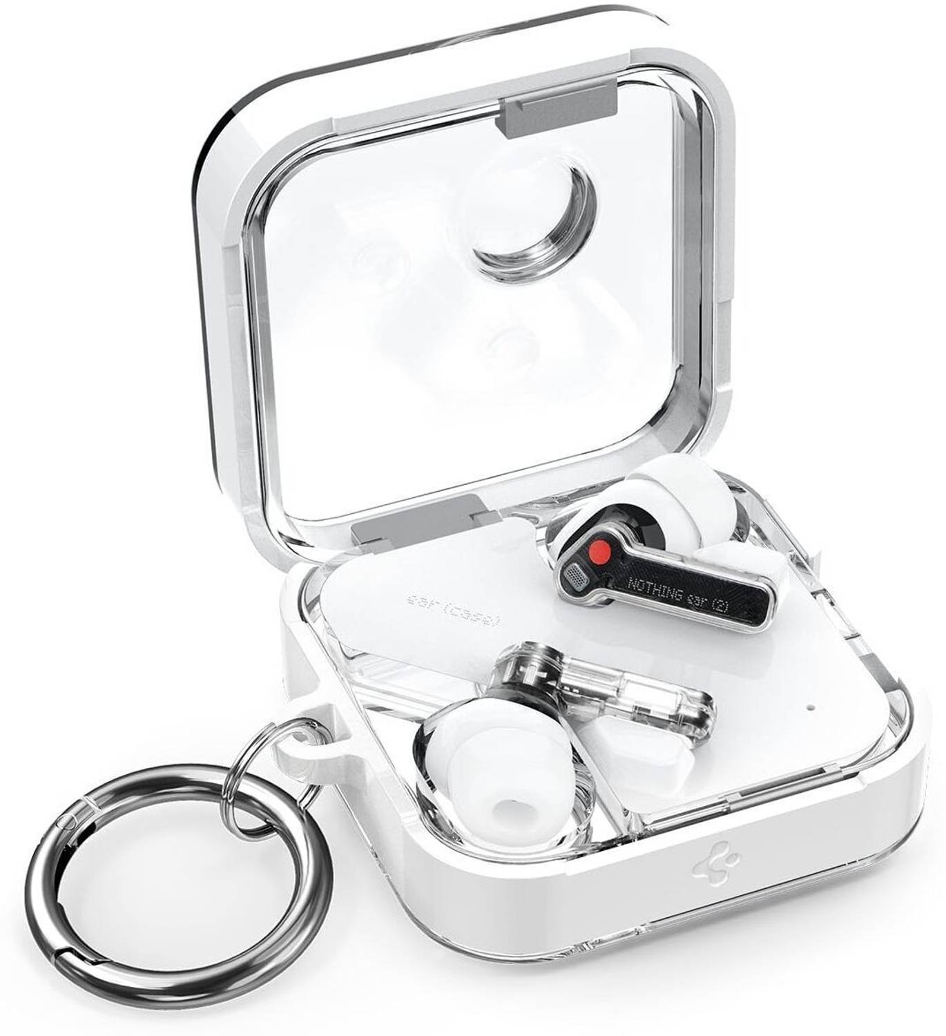 Nothing Ear ホワイトと Spigen のケースセット Spigen Plastic Press and Release Headphone Case For Nothing