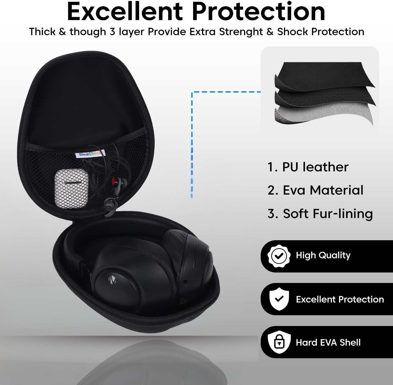 Image of StealODeal Polyester Zipper Headphone Case For Universal