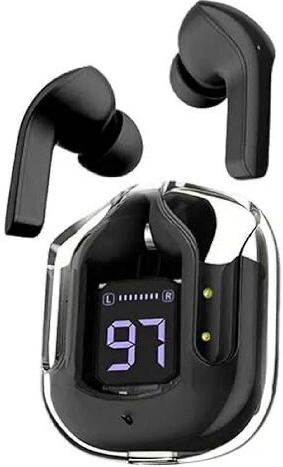Image of TWS Plastic Press Stud Earbuds Pouch For ULTRAPODS MAX TWS Earbud, Bluetooth Earbuds with Display, Transparent, Built-in Mic
