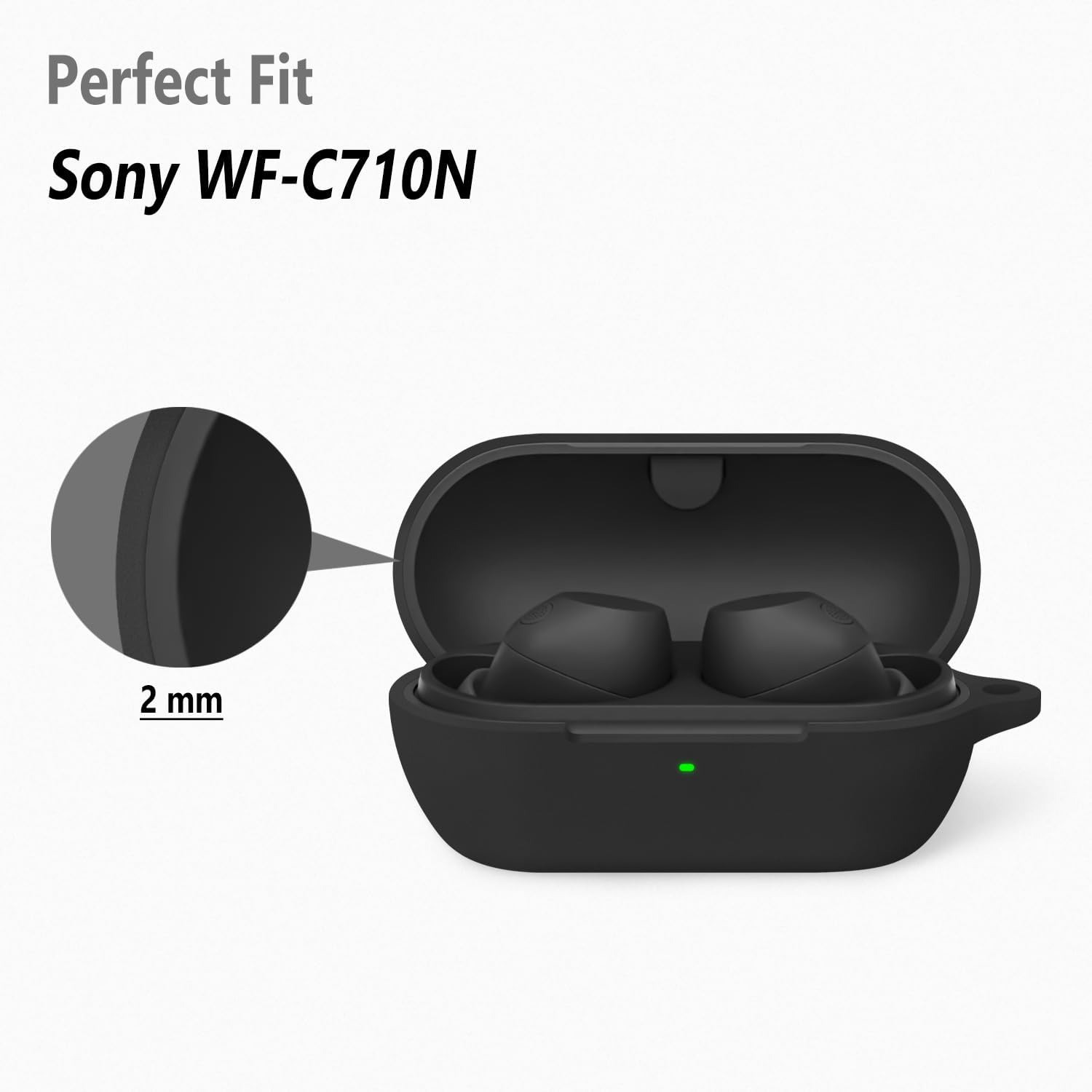 Image of Leiox Silicone Press and Release Earbuds Case For Sony WF-C710N | C710NSA Case (Black)