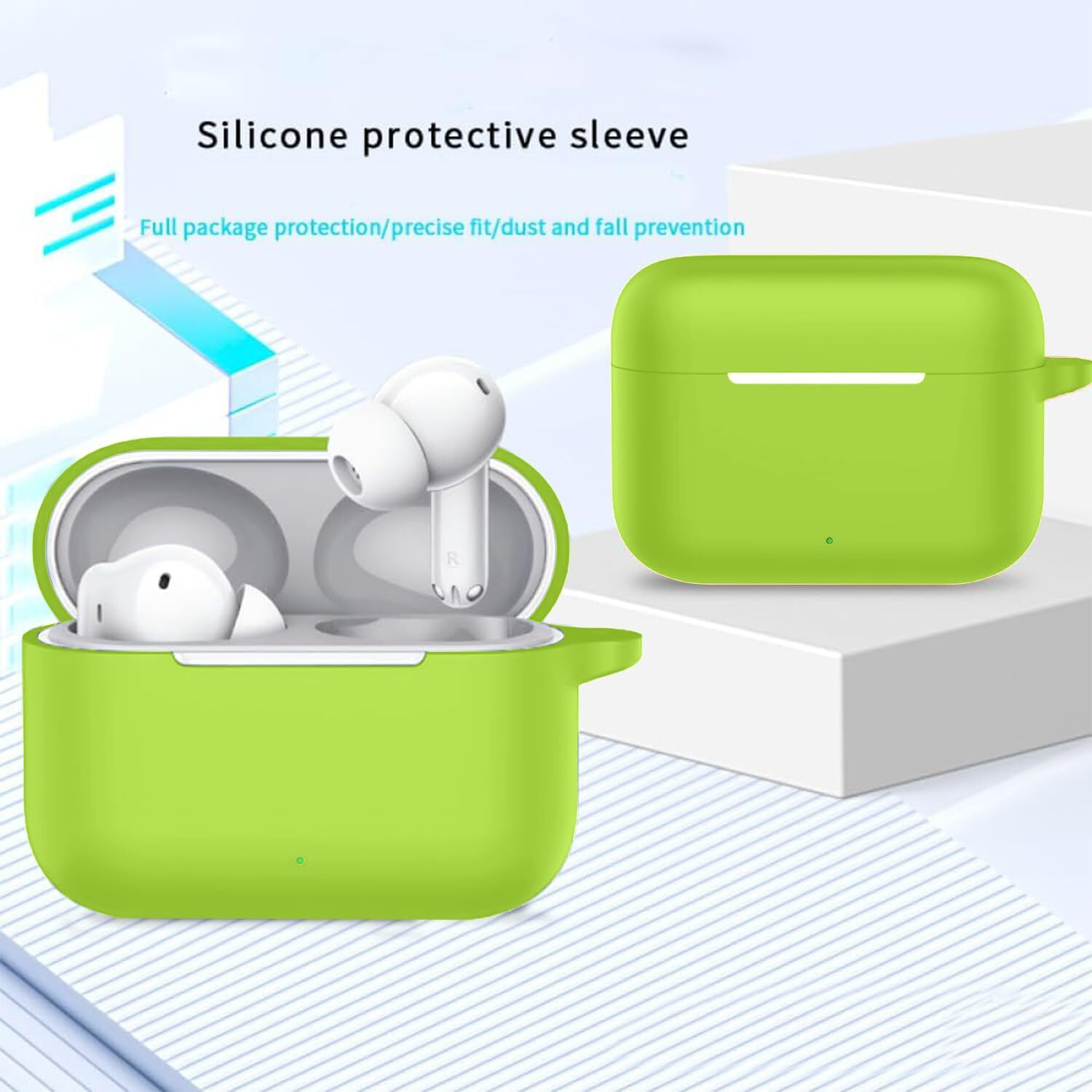 Image of Leiox Silicone Press and Release Earbuds Case For Realme Buds T200 Case (Neon Green)