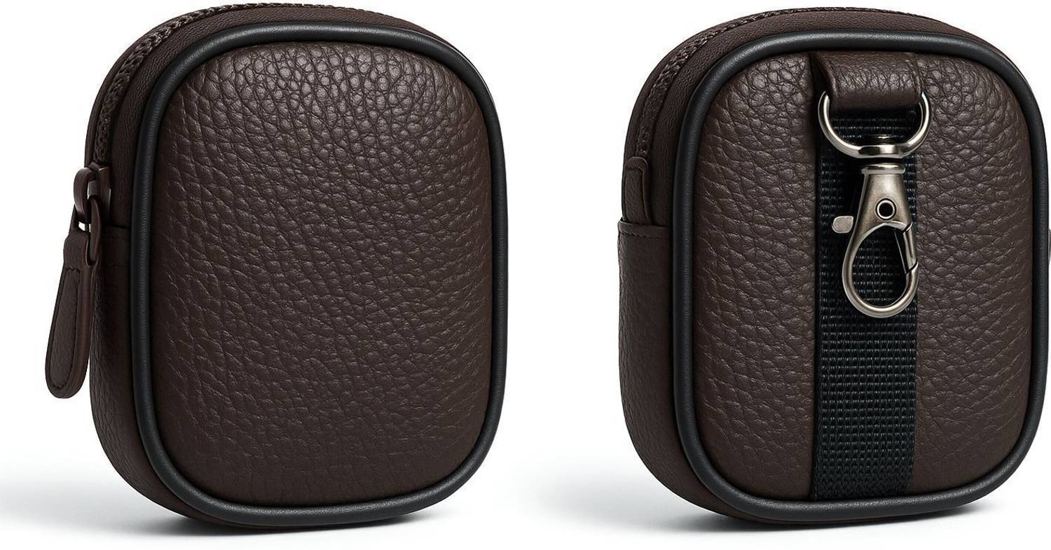 HICLE Leather Zipper Earbuds Case, Universal Fit