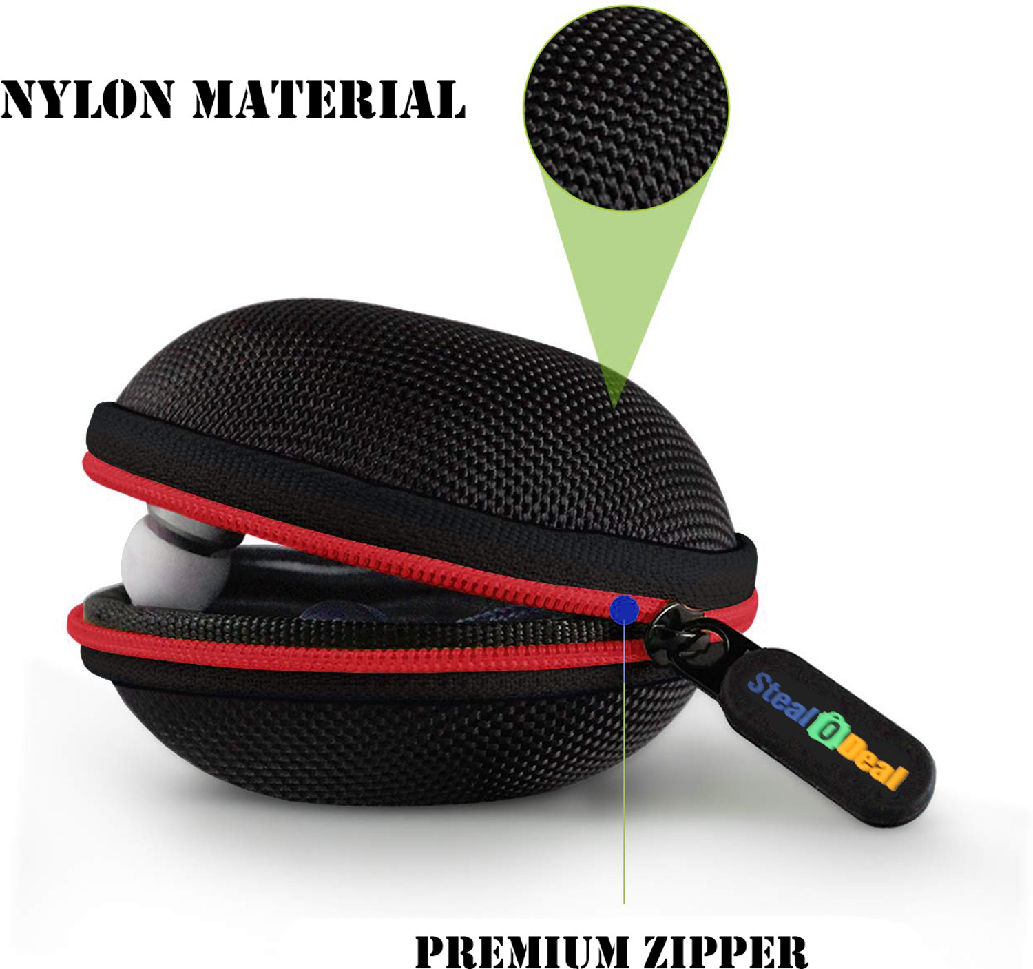 Image of StealODeal Leather Zipper Headphone Case For Universal