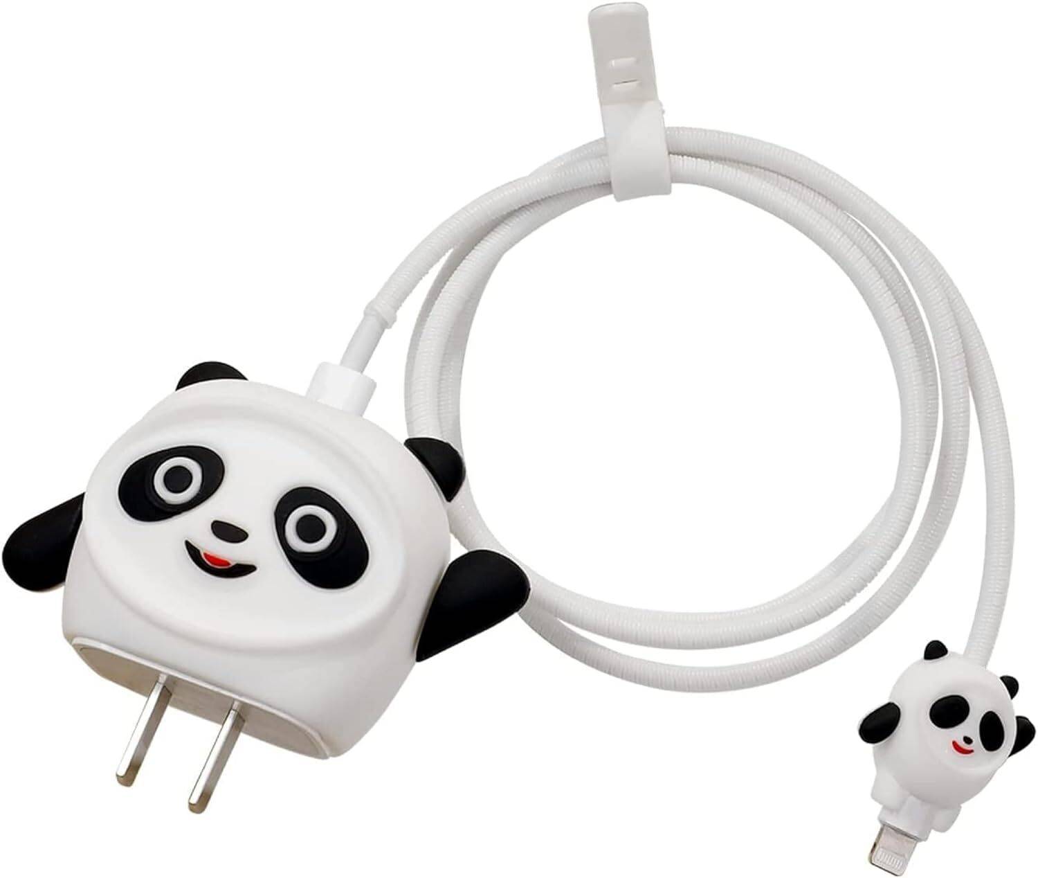 Augen Panda Cartoon 3D Protective Case for 20W iPhone USB-C Power Adapter Cute Cable Protector
