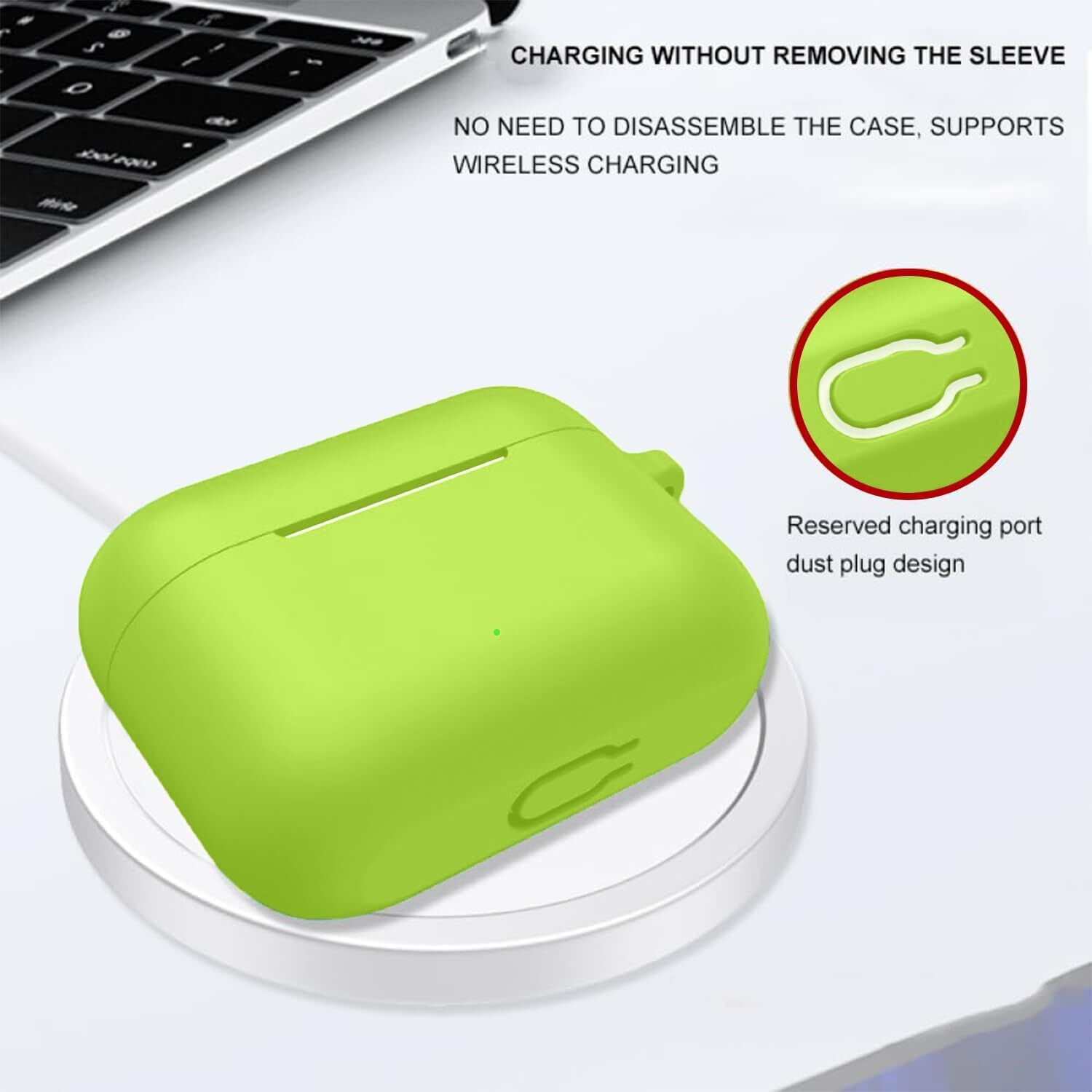 Image of Leiox Silicone Press and Release Earbuds Case For Realme Buds T200 Case (Neon Green)