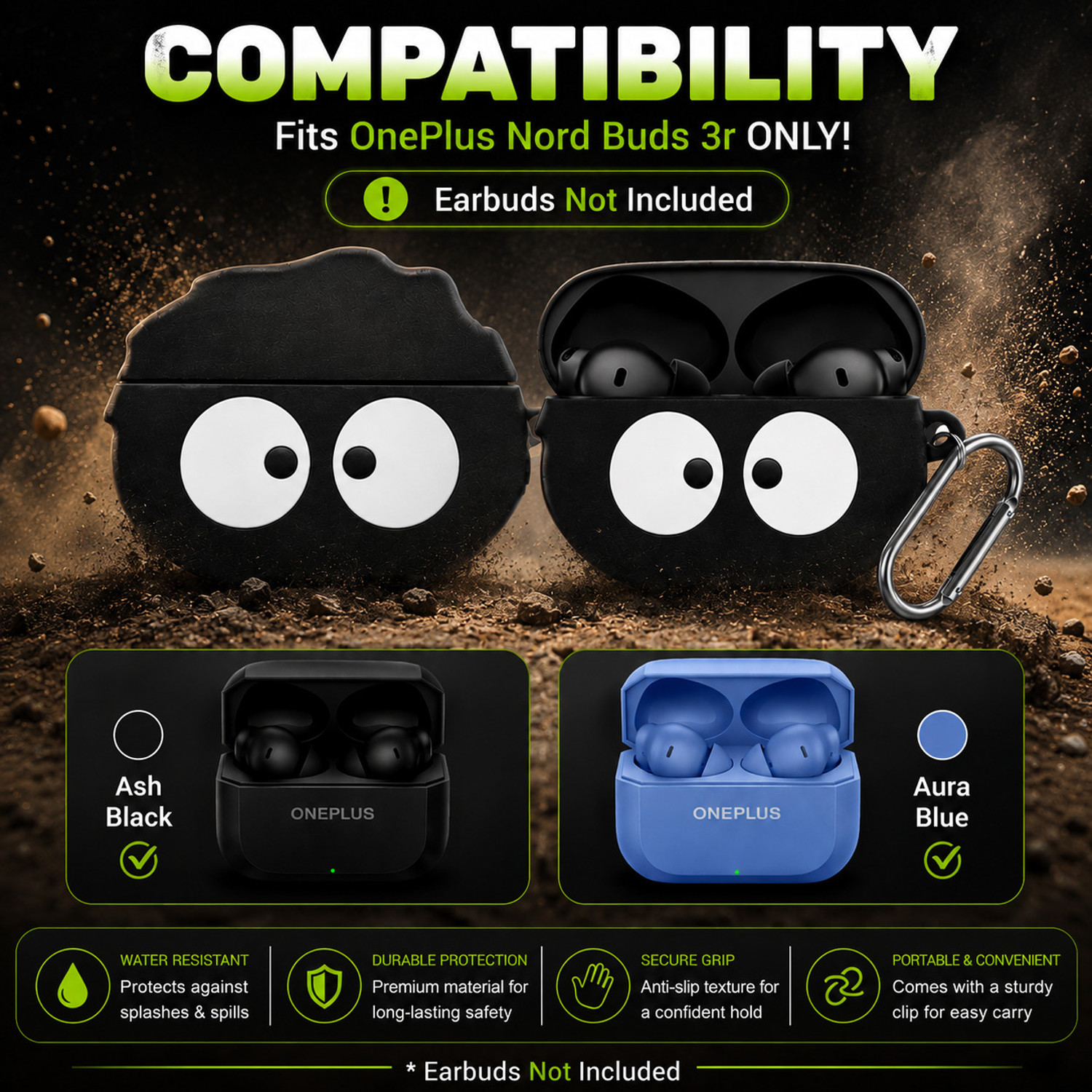 Image of Mienix Silicone Press and Release Earbuds Case For Oneplus Nord Buds 3R, Shockproof, Dustproof & Scratch Resistant