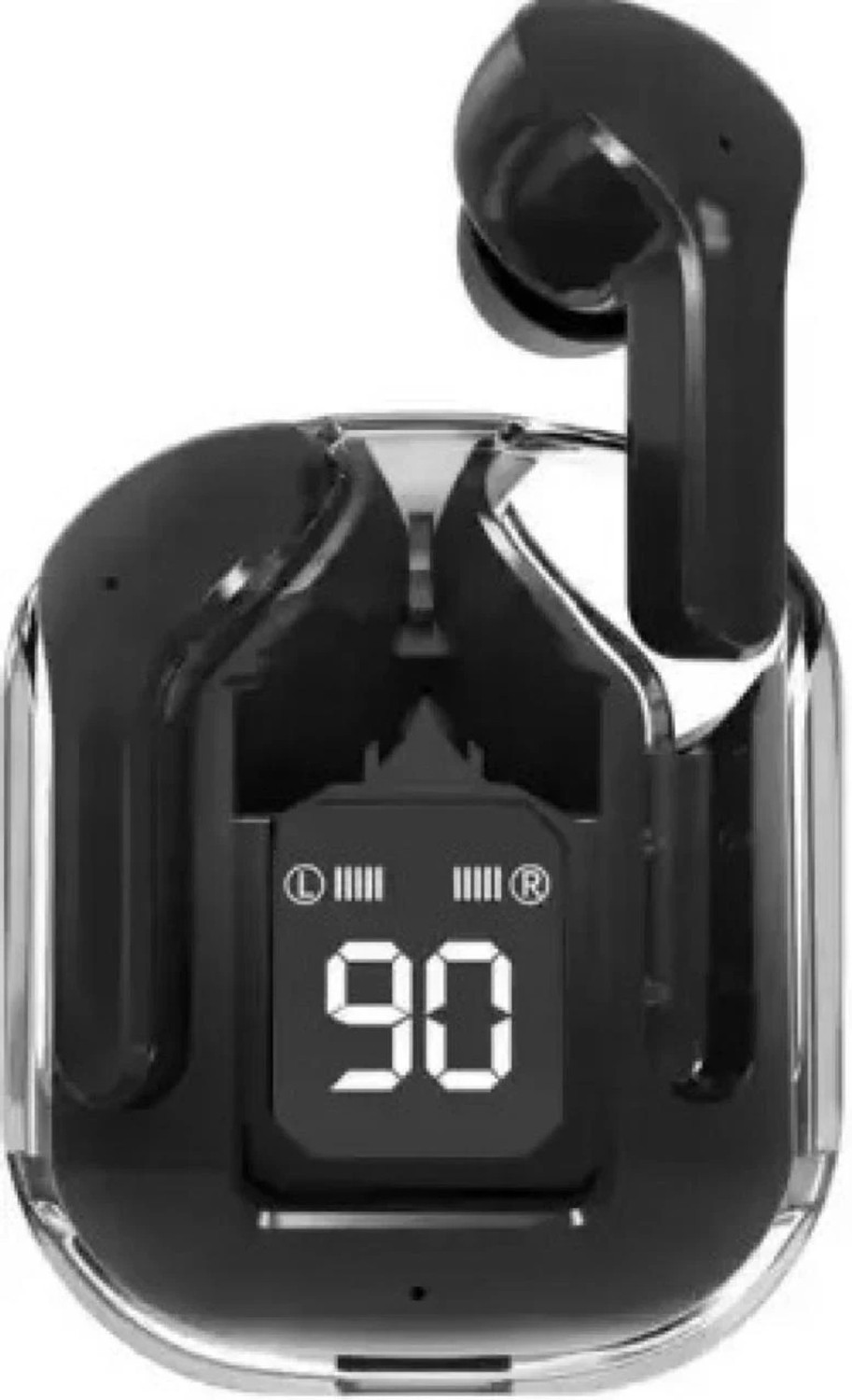 Image of TWS Plastic Press Stud Earbuds Pouch For ULTRAPODS MAX TWS Earbud, Bluetooth Earbuds with Display, Transparent, Built-in Mic