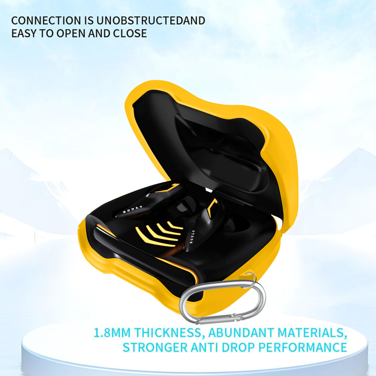 Image of WELCROS Silicone Press and Release Earbuds Case For GoBoult Audio UFO, GoBoult Astra, GoBoult Mustang Torq
