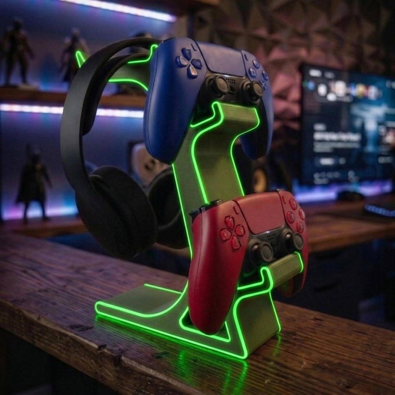 AORION Gaming Headphone & Controller Stand with LED Glow - Image 5