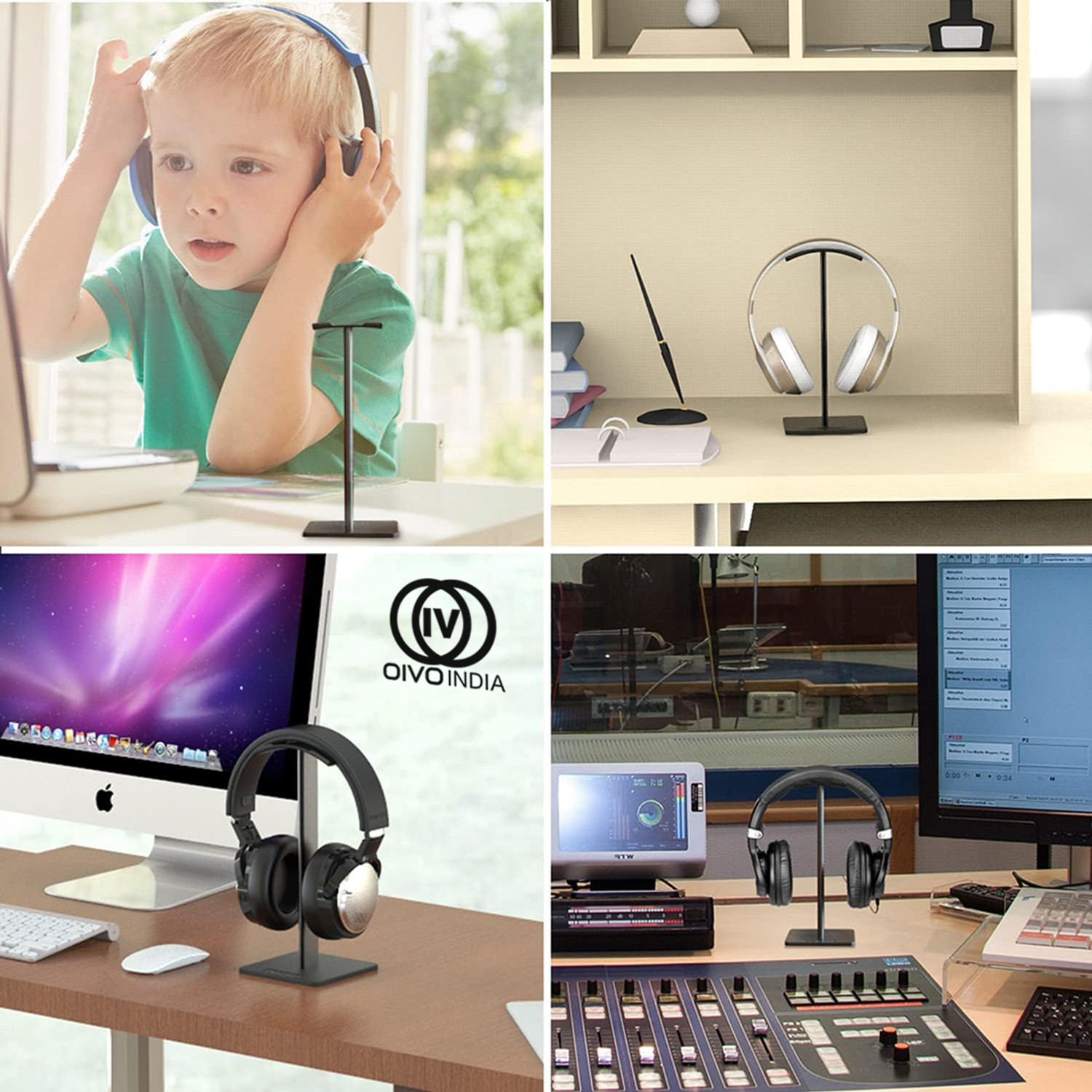Image of OIVO INDIA Headset Holder with Aluminum Supporting Bar Flexible Headrest Gaming Accessory Kit