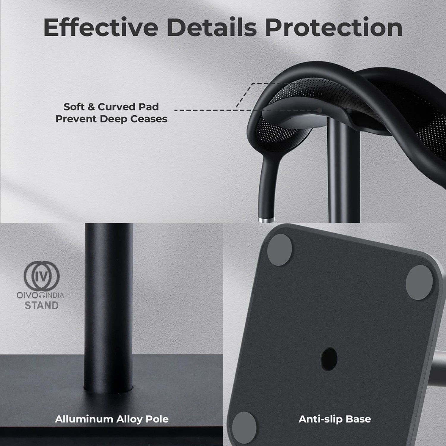 Image of OIVO INDIA Headset Holder with Aluminum Supporting Bar Flexible Headrest Gaming Accessory Kit