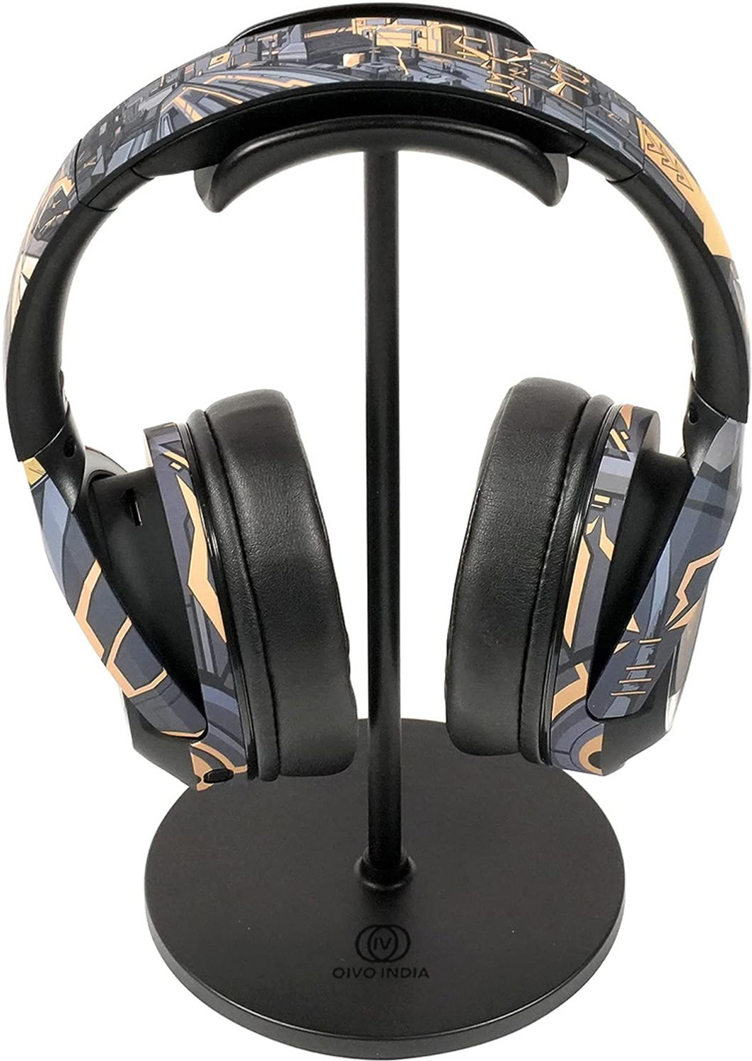Image of OIVO INDIA Black Headset Holder with Aluminum Supporting Bar for All Headphone Sizes Headphone Stand