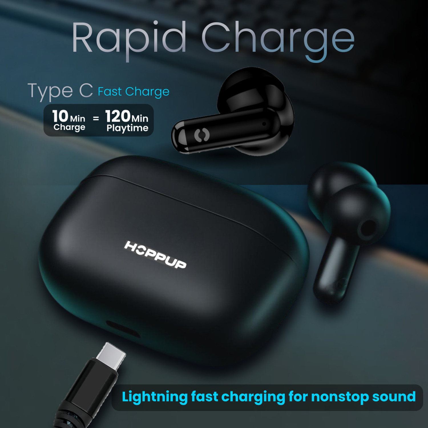 Image of HOPPUP AirDoze H40 Earbuds with 40H PlayTime, 40MS Low Latency, AI ENC & 5.4v Bluetooth