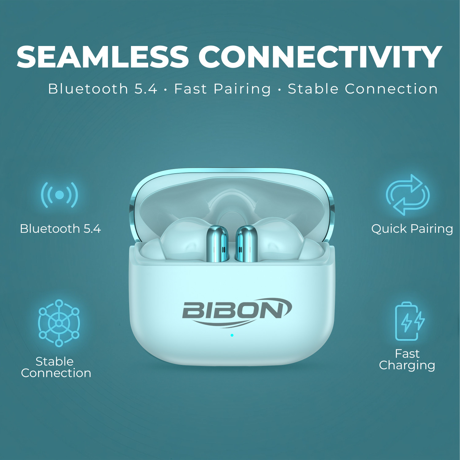 Image of BiBon SuperPods Immersio Dolby Audio 3D Soundstage, Wireless Earbuds with Deep Bass-17 Bluetooth Headset (Green, True Wireless)