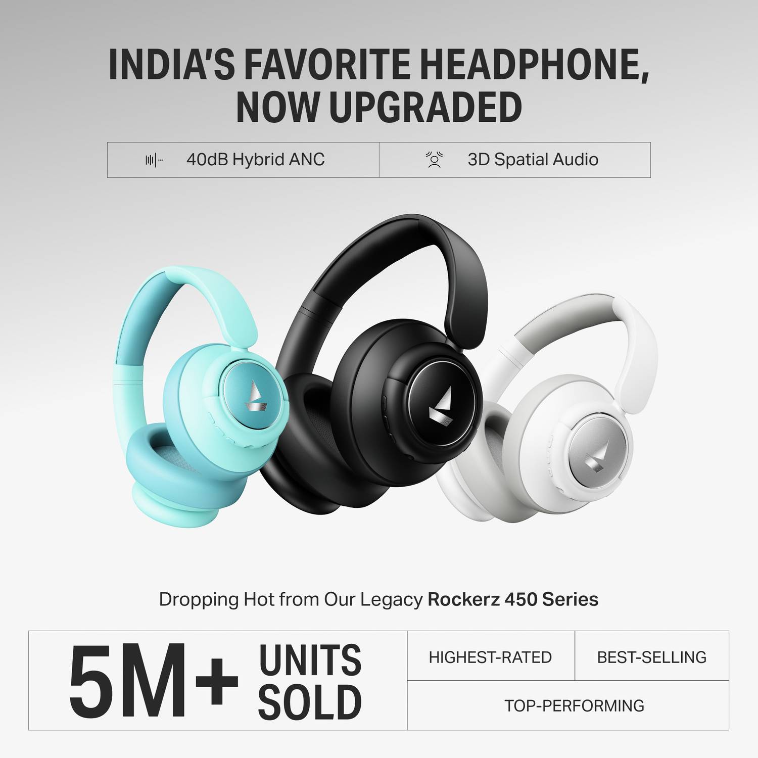 boAt Rockerz Plus 450 Hybrid ANC Headphones - Image 4