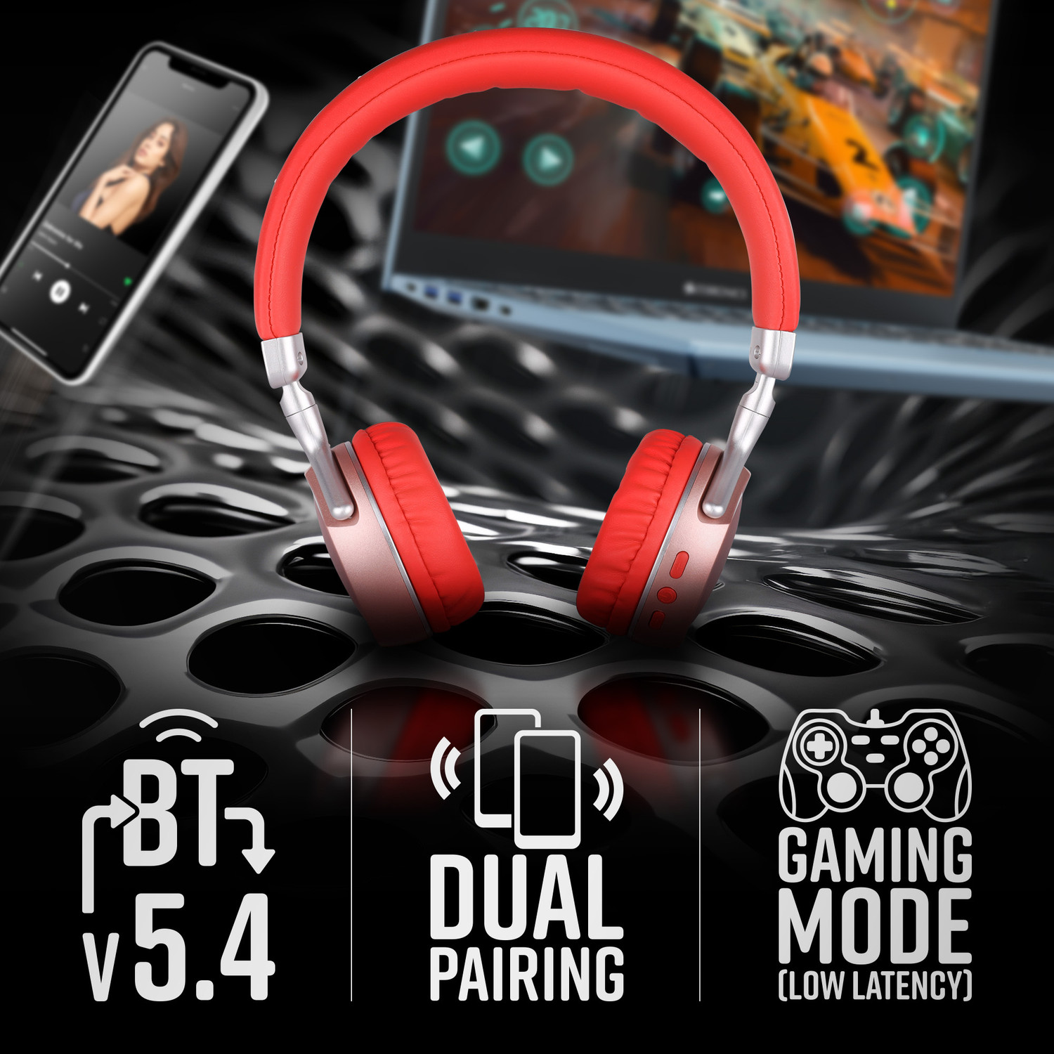 Image of ZEBRONICS Zeb-Duke 2, with 60h Backup, BT v5.4, Gaming Mode, ENC, Deep Bass, Dual Pairing Bluetooth