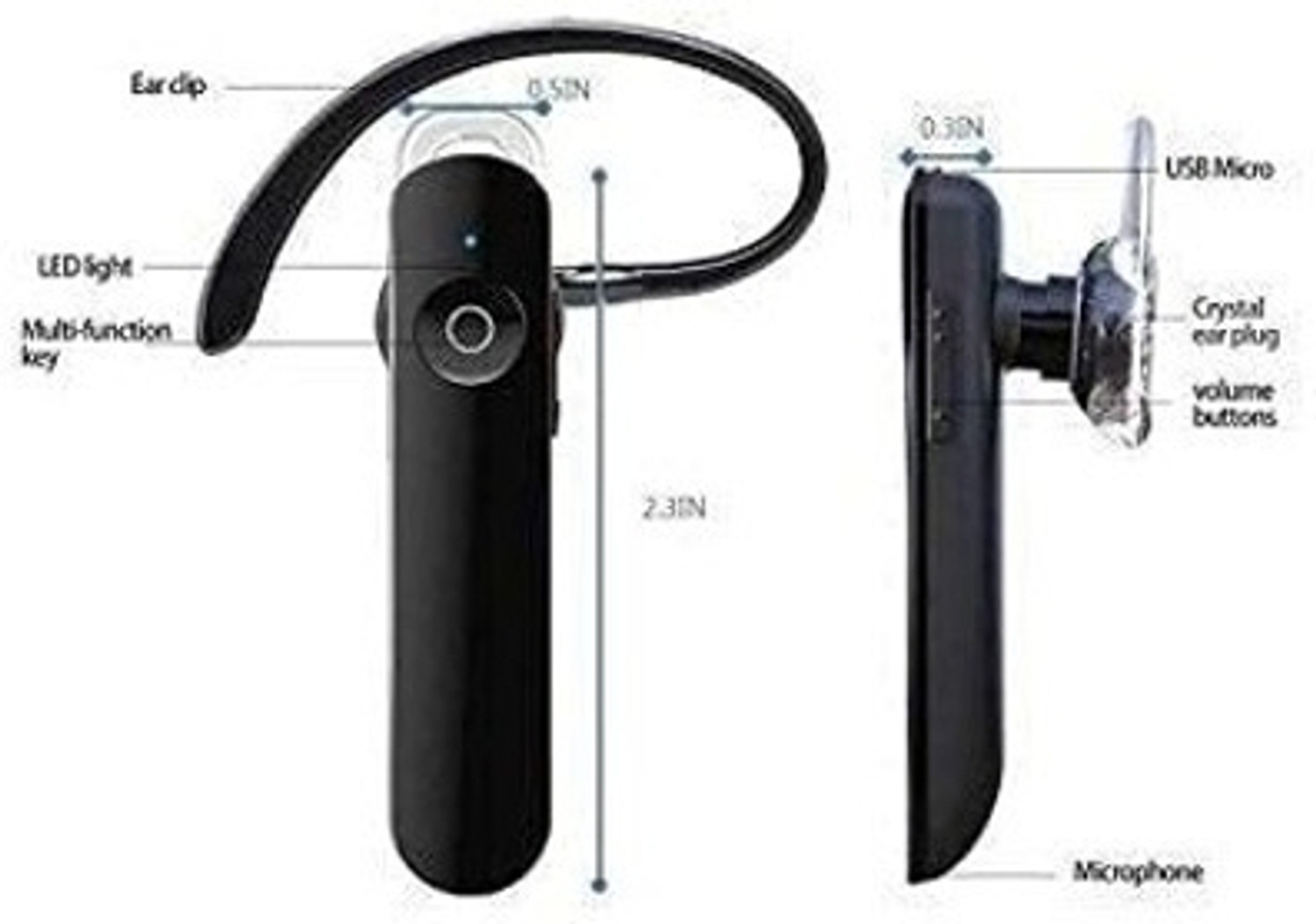 Image of KAYCEEE BT Mono Ear Hook Headset Bluetooth Headset (Black, On the Ear)