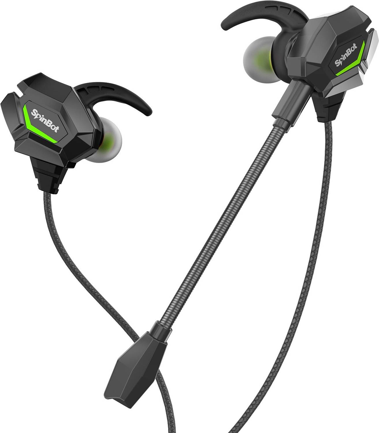 SpinBot BattleBudz W20 Wired Gaming Earphones with Boom Mic for M