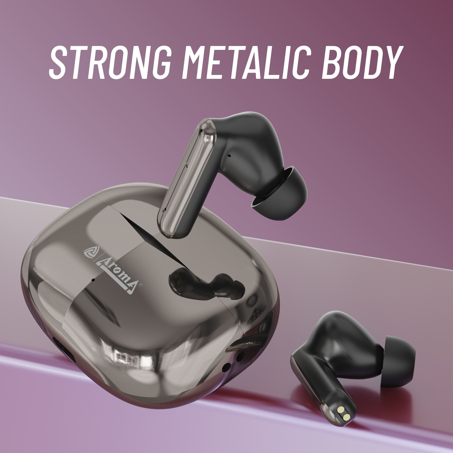 Image of Aroma TWS1 V5.4 Upto 60Hr Playtime*, ENC, Dual Paring, Fast Charging, Heavy Bass Bluetooth