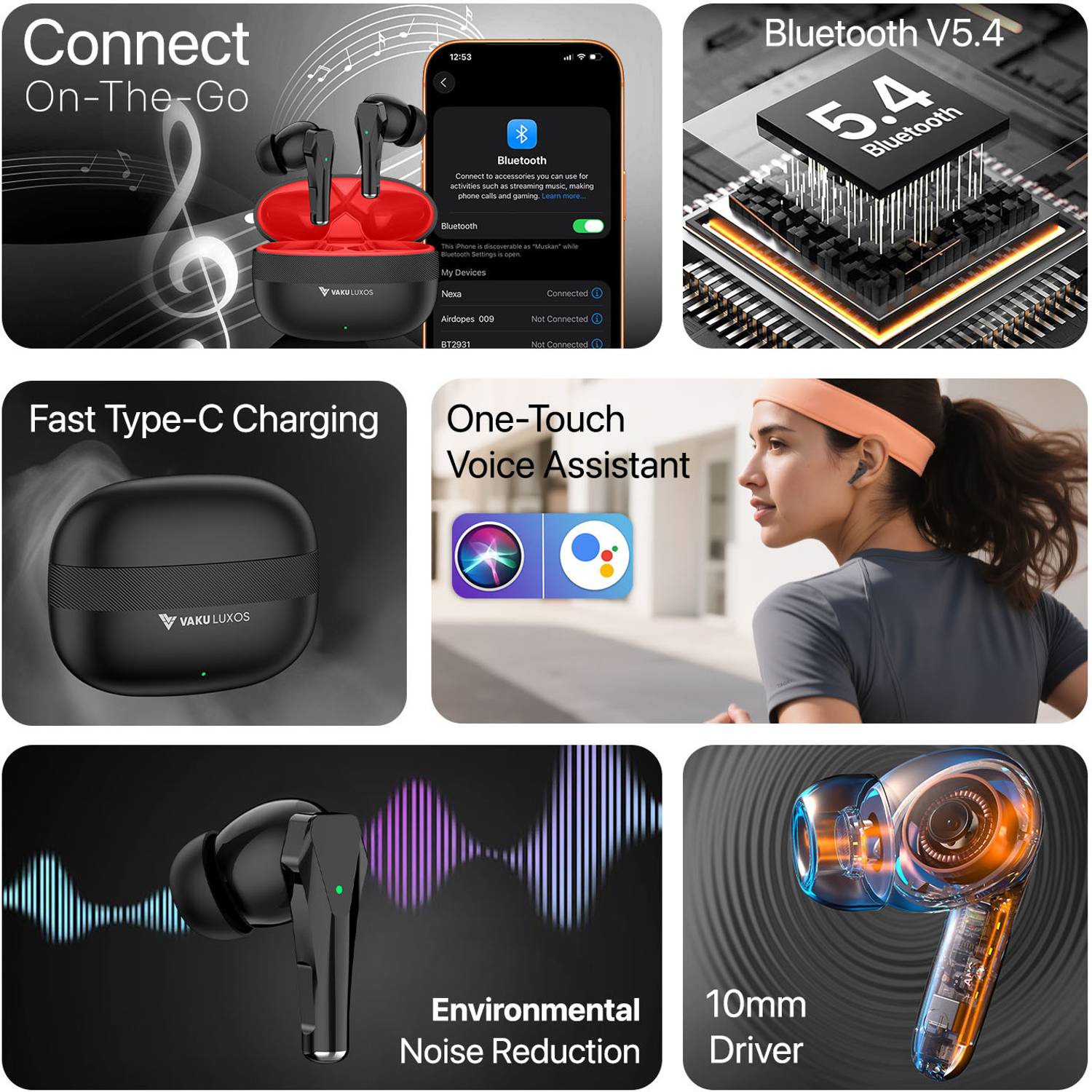 Vaku Luxos SONAIR TWS Bluetooth 5.4 Earbuds - Image 4