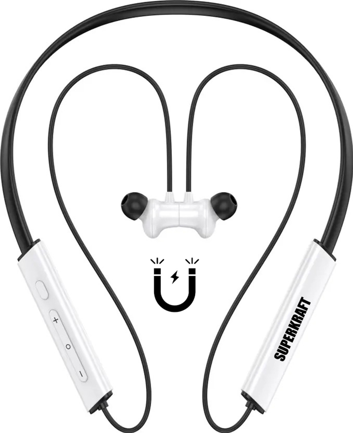 Image of Superkraft NB119 Zebra Upto 48H Playtime, ENC, Magnetic On /Off, Fast Charging Neckband Bluetooth