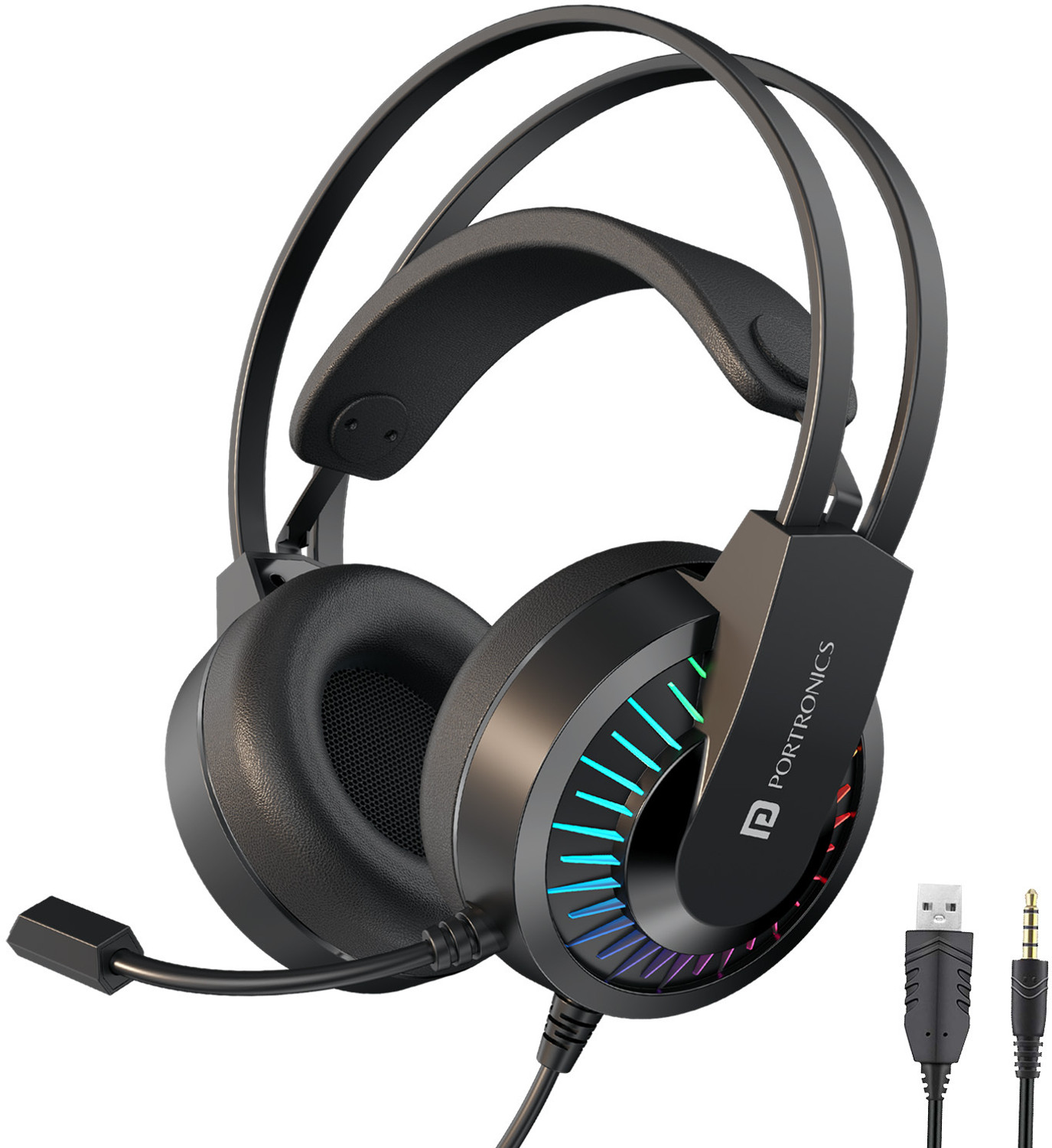 Image of Portronics RAVN Premium Wired Over Ear Gaming Headphone With Boom Mic,Soft Head support Wired