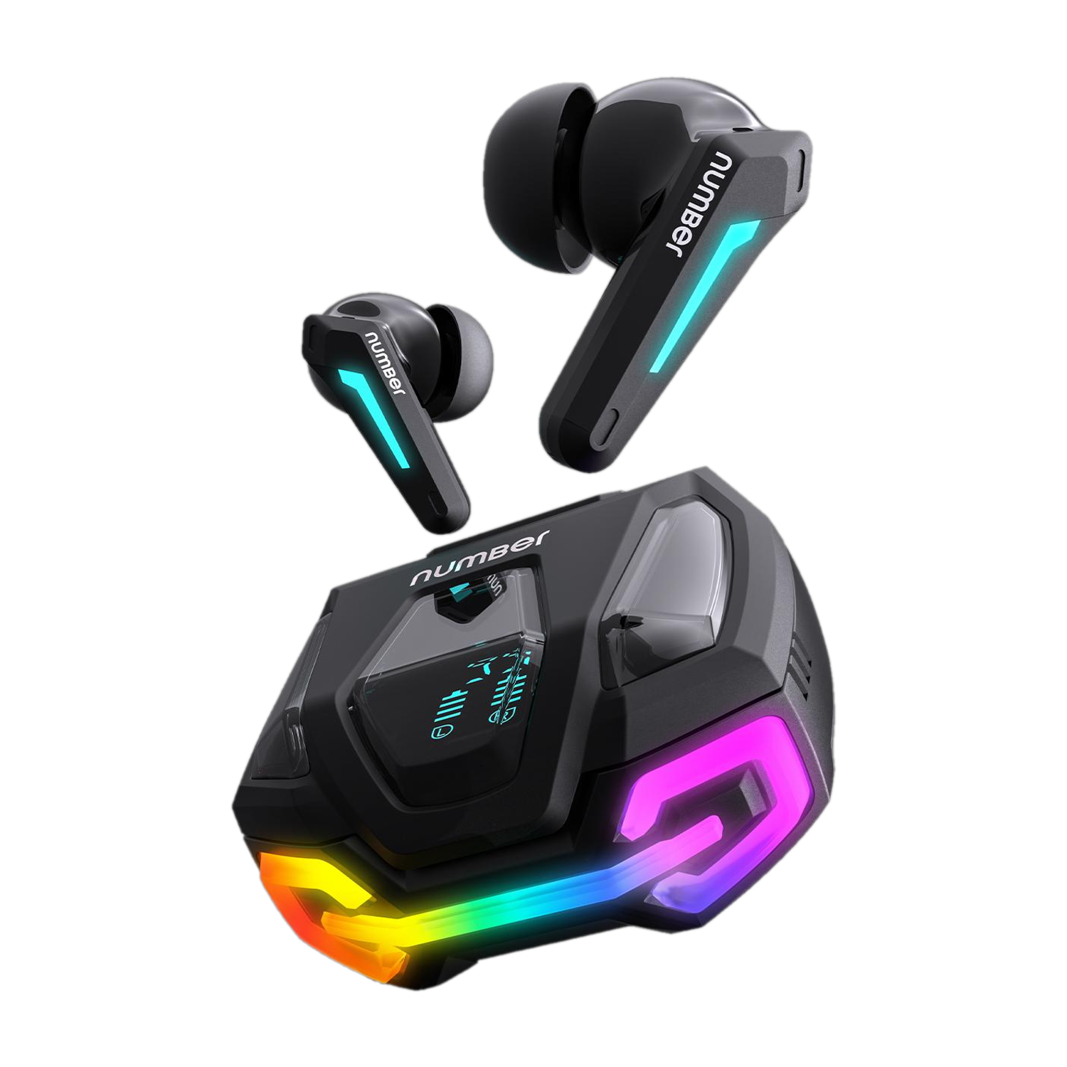 Number Super Buds GT M9 Gaming TWS Earbuds, 60Hr Playback, ANC, 4 Mic ENC, Dual Pairing Bluetooth Gaming